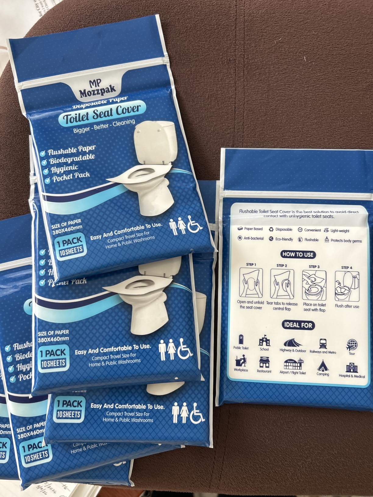 MP MOZZPAK Toilet Seat Covers Disposable (60 Pack) - XL Flushable Disposable Toilet Seat Cover for Kids Potty Training, Adults - 100% Biodegradable - Travel Essential Accessories for Airplane, Camping customer photo 1