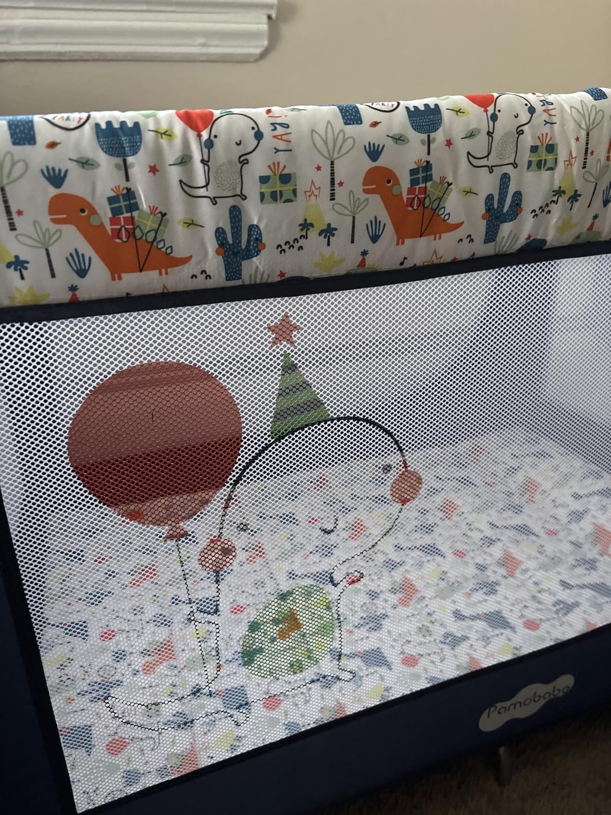 Pamo Babe Pack and Play Portable Crib Baby Playpen Foldable Playard for Infant Toddler with Mattress Pad, Lightweight Unisex Travel Crib Gray customer photo 2
