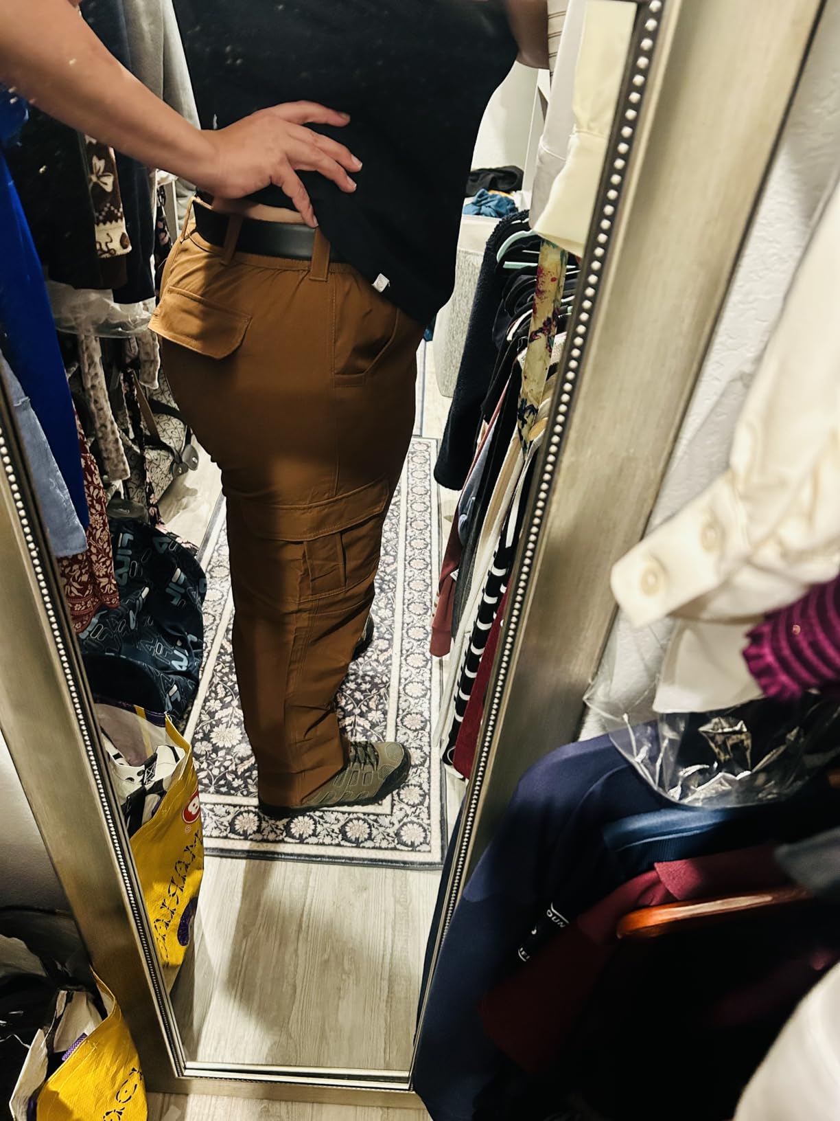 Men's Lightweight Ripstop Tactical Cargo Pants, Water Resistant Hiking Work Pants Relaxed Fit Black customer photo 1