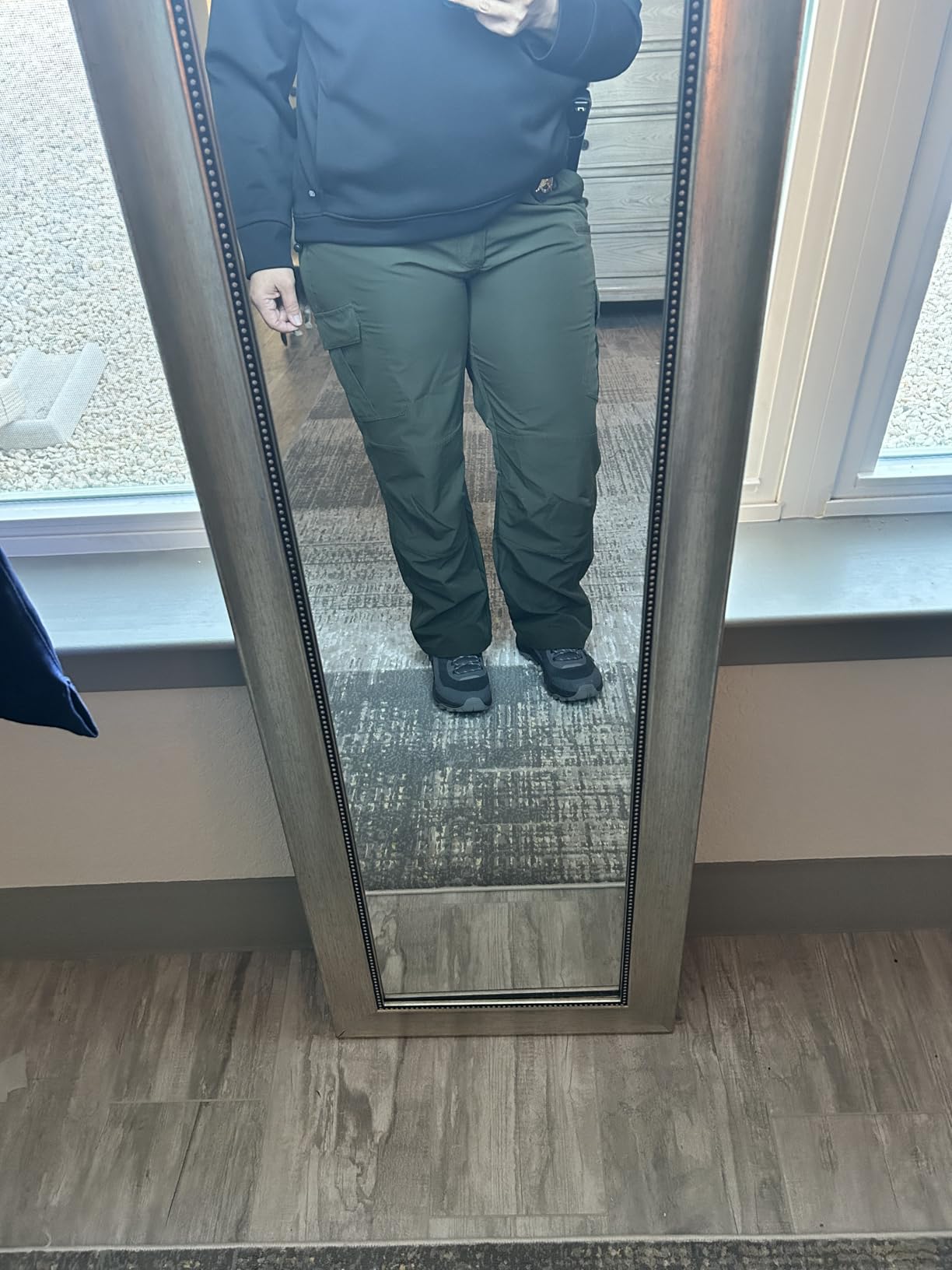 Men's Lightweight Ripstop Tactical Cargo Pants, Water Resistant Hiking Work Pants Relaxed Fit Black customer photo 2