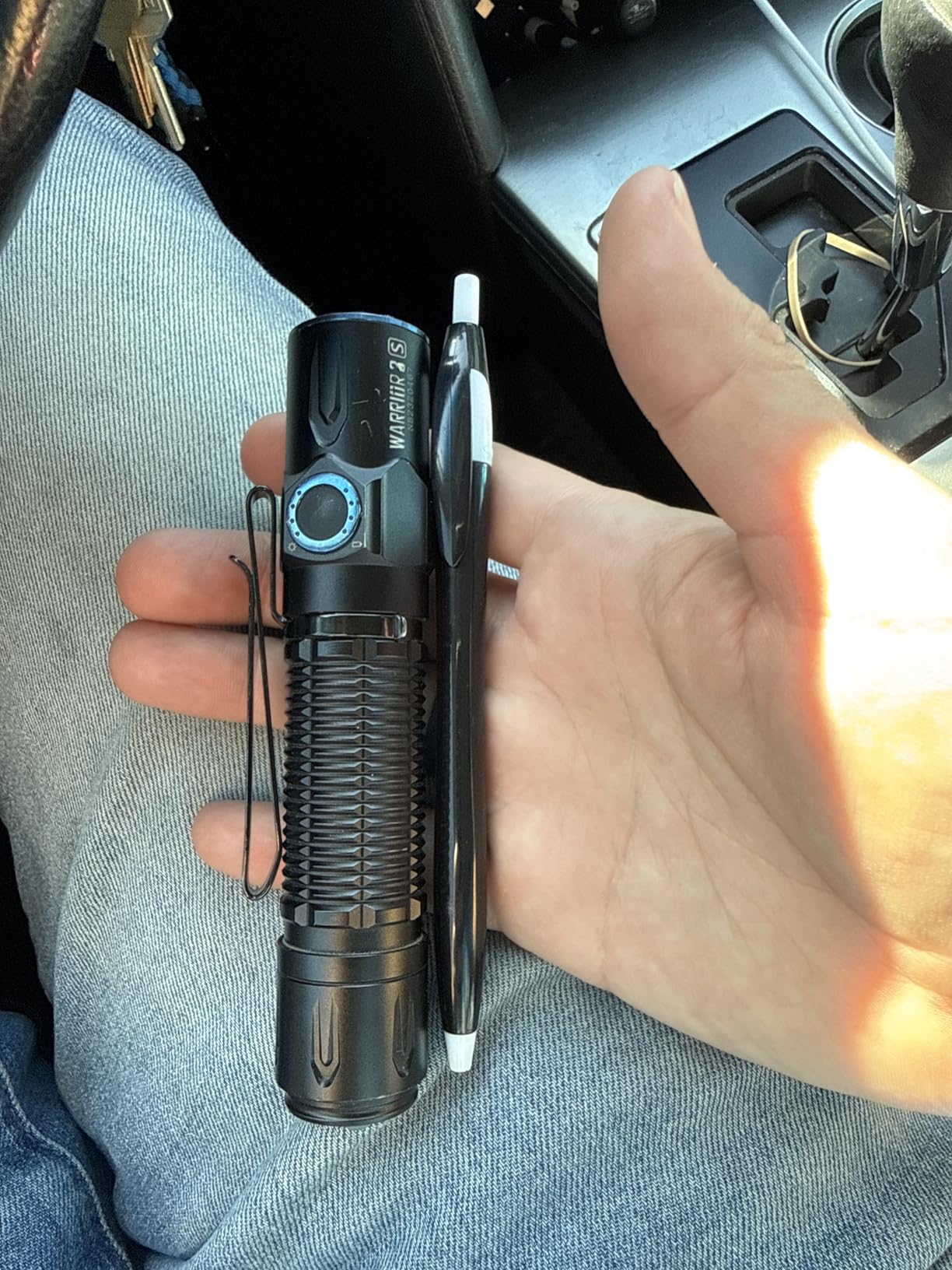 OLIGHT Warrior 3S Rechargeable Tactical Flashlight Bright Light OD Green | 2300 Lumens, Compact Dual Switches LED Light, Proximity Sensor, Powered by Customized Battery, Emergency, Outdoor, Searching customer photo 2