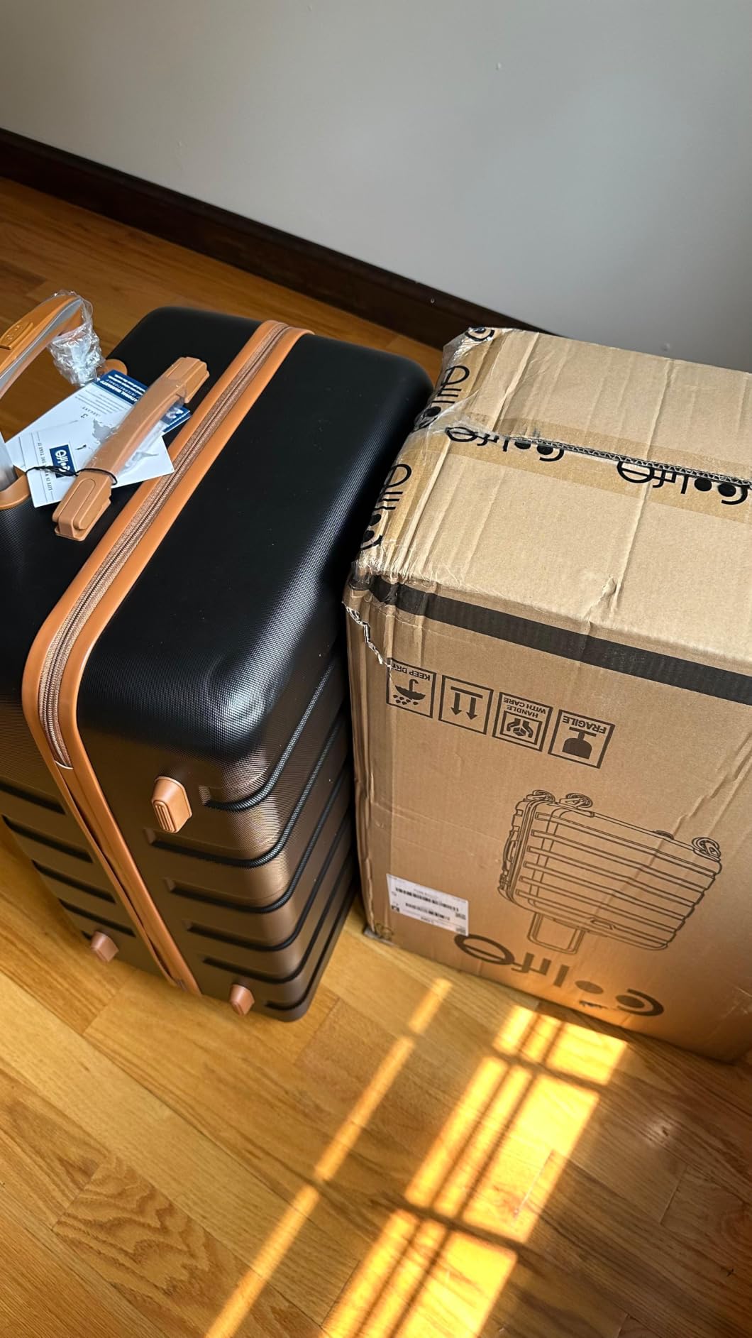 Coolife Luggage Set, Lightweight Durable Hardshell, 3 piece, Apricot Navy customer photo 1