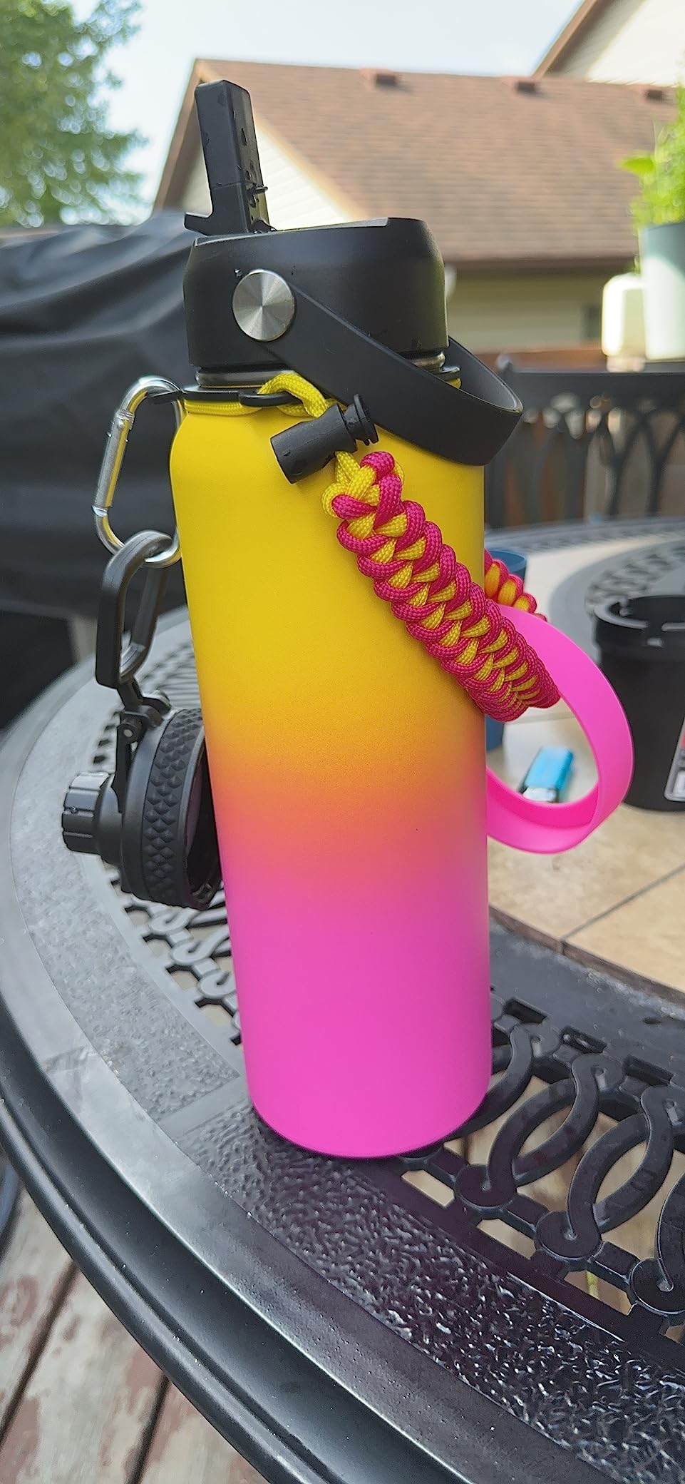 32/40/64OZ Insulated Water Bottle - Keep Cold 48H Hot 24H, Combo Straw/Spout Lids, Paracord Handle for Gym/Hiking, Carrier Bag +Strap, Cup Mat, BPA-Free Stainless Steel Flask Jug customer photo 1