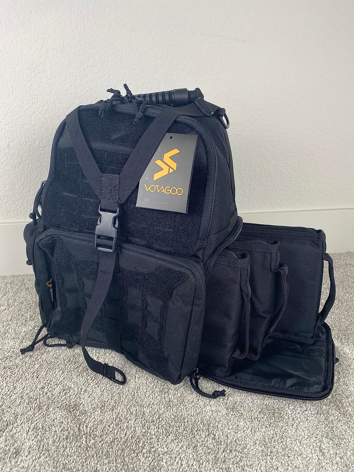 VOTAGOO Tactical Range Backpack, Gun Bag for Handguns and Ammo, 3 Pistol Carrying Cases for Hunting Shooting customer photo 2