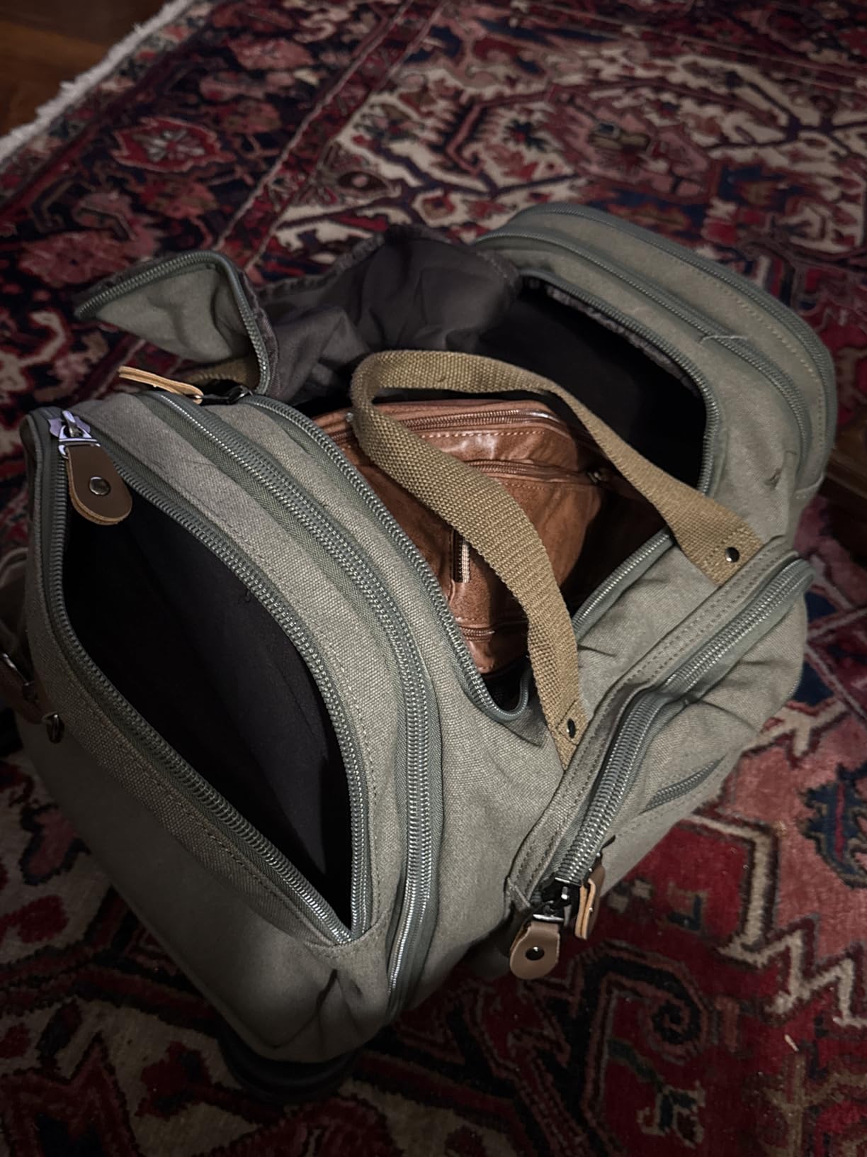 Canvas Duffle Bag, Expandable 50L Travel Overnight Weekender Bag customer photo 1
