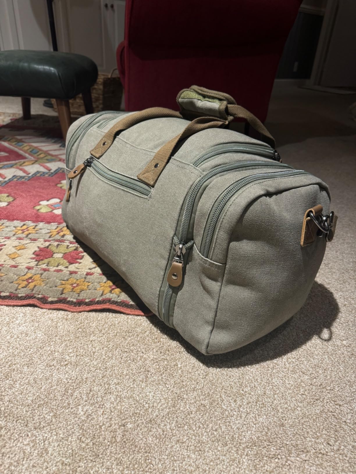 Canvas Duffle Bag, Expandable 50L Travel Overnight Weekender Bag customer photo 2