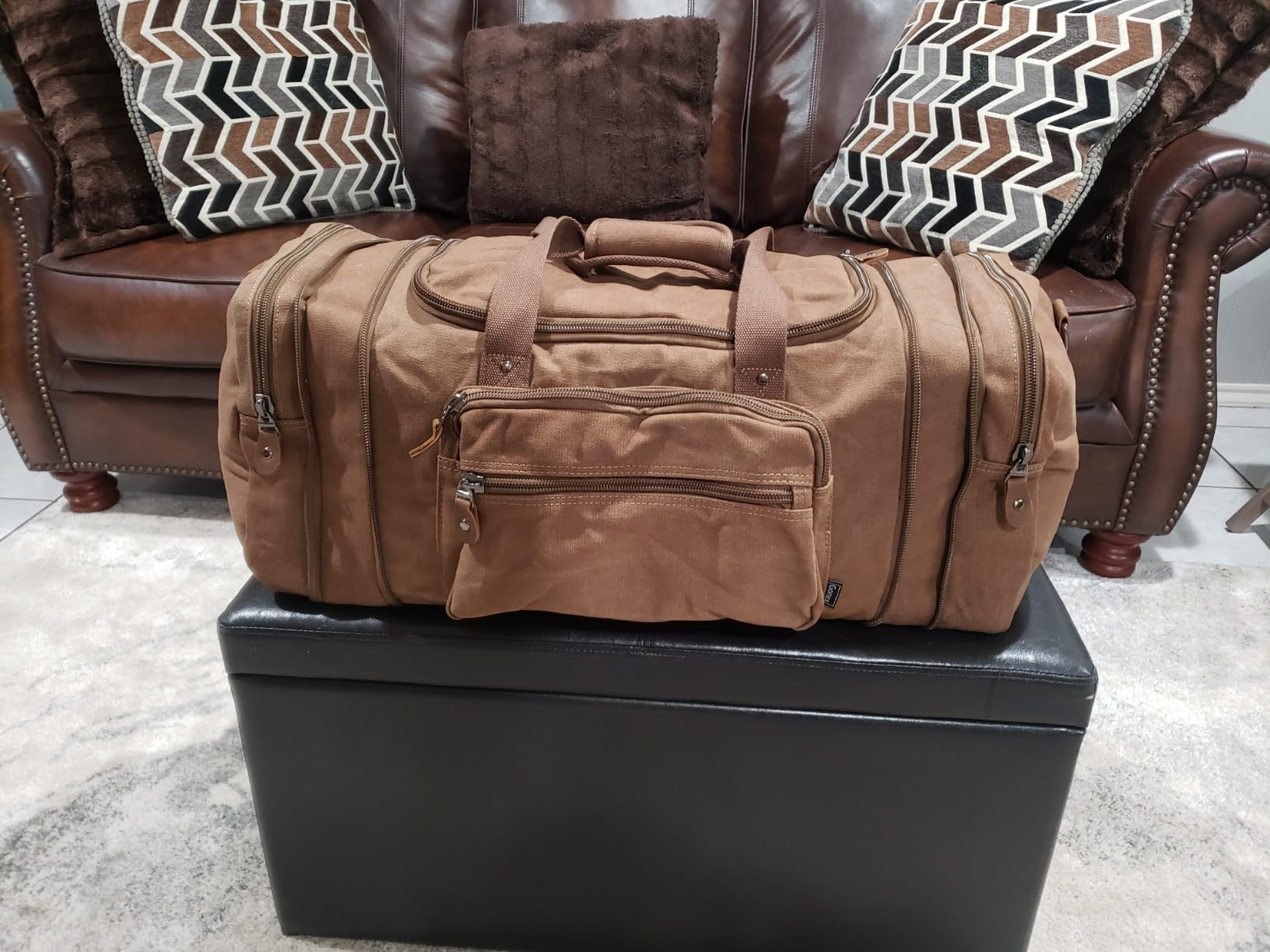 Gonex Canvas Duffle Bag, Expandable 60L Travel Overnight Weekender Bag customer photo 1