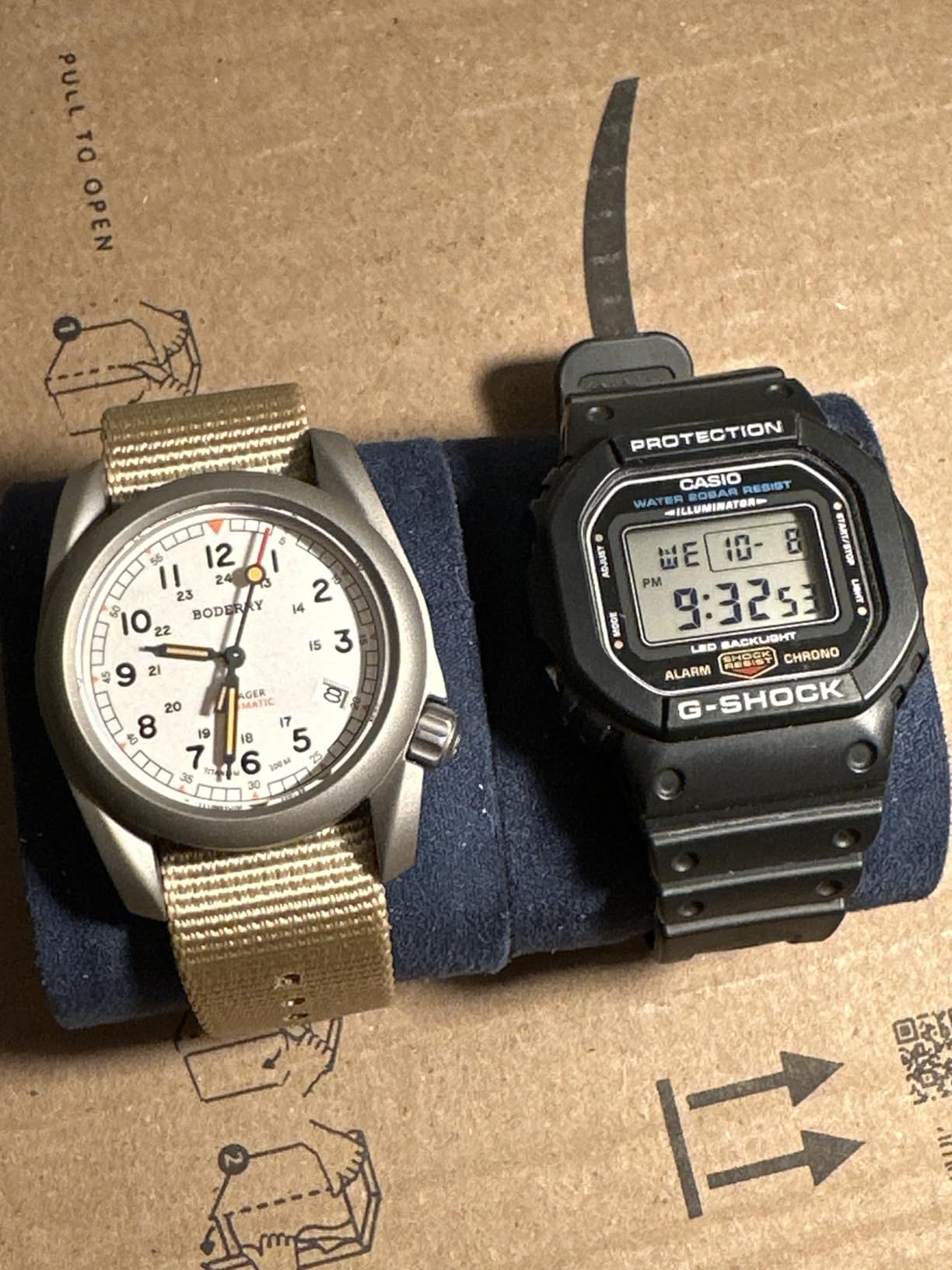 BODERRY Men's Watch Titanium Automatic Field Watch 40mm Military Watch Day Date Function 100M Waterproof with Nylon Strap Japanese Mechanical Movement & Screw Down Crown—Voyager customer photo 2