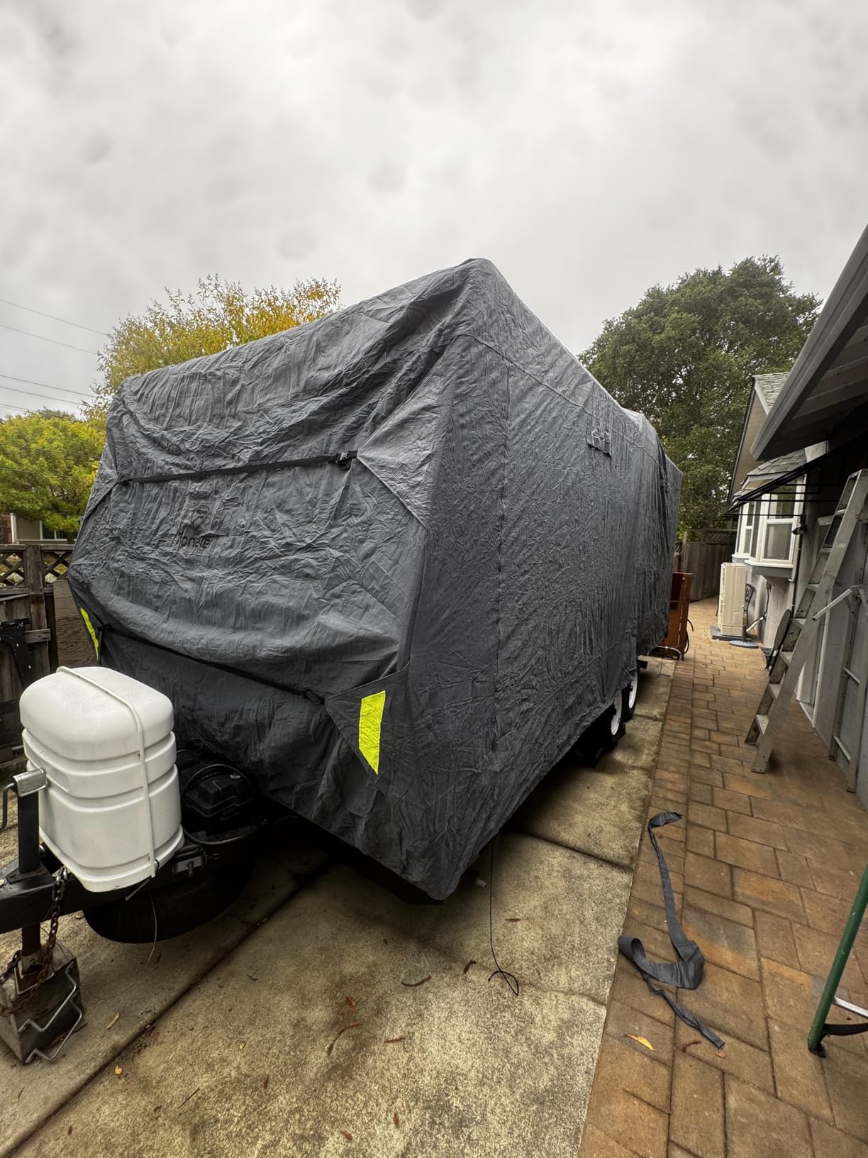 Fonzier RV Cover, Heavy Duty 9 Layers Travel Trailer Cover, 24-26FT | RV Cover for Travel Trailer with 4 Tire Covers, Waterproof Camper Cover, Windproof Ropes, Gutter Cover, Rip-Stop Anti-UV customer photo 1