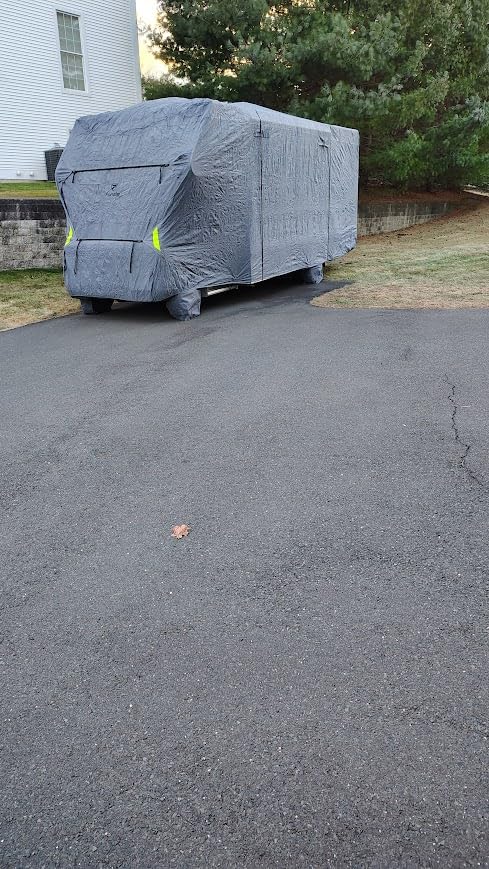 Fonzier RV Cover, Heavy Duty 9 Layers Travel Trailer Cover, 24-26FT | RV Cover for Travel Trailer with 4 Tire Covers, Waterproof Camper Cover, Windproof Ropes, Gutter Cover, Rip-Stop Anti-UV customer photo 2