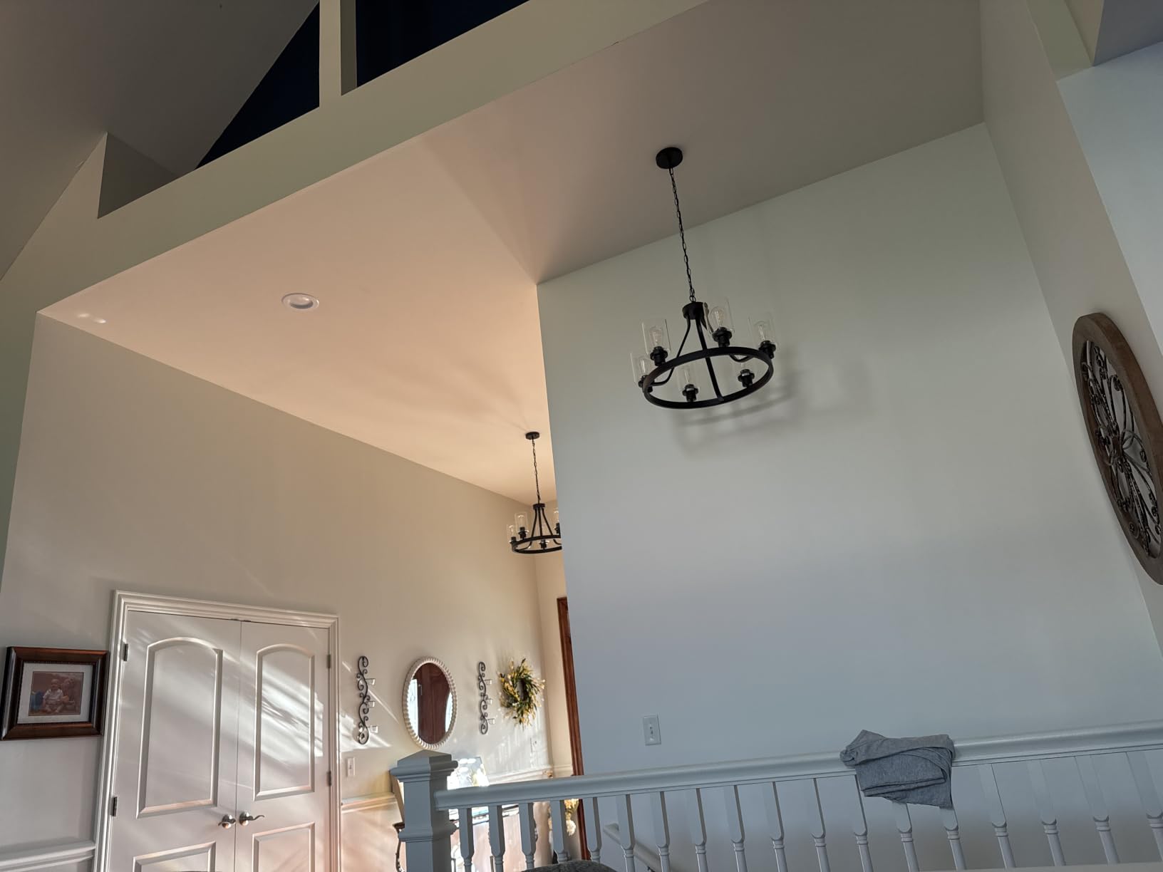 Farmhouse Chandelier Lighting Round 5 Lights Oil Rubbed Bronze with Glass Shade Ceiling Hanging Vintage Rustic Light Fixture for Dining Room Living Room Foyer Porch Kitchen Island customer photo 2