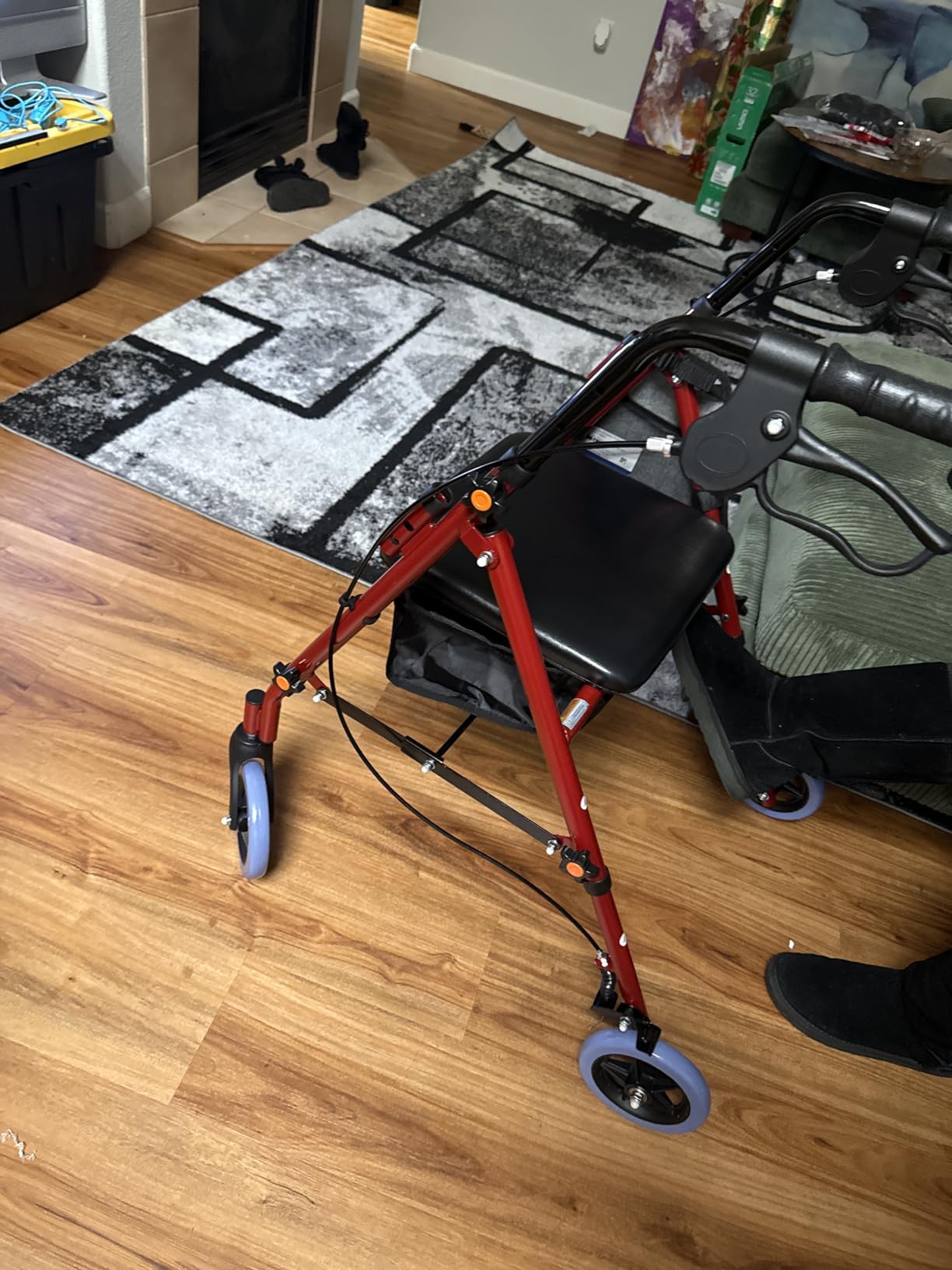 BlessReach Lightweight Foldable Rollator Walker with Seat for Seniors, Red customer photo 1