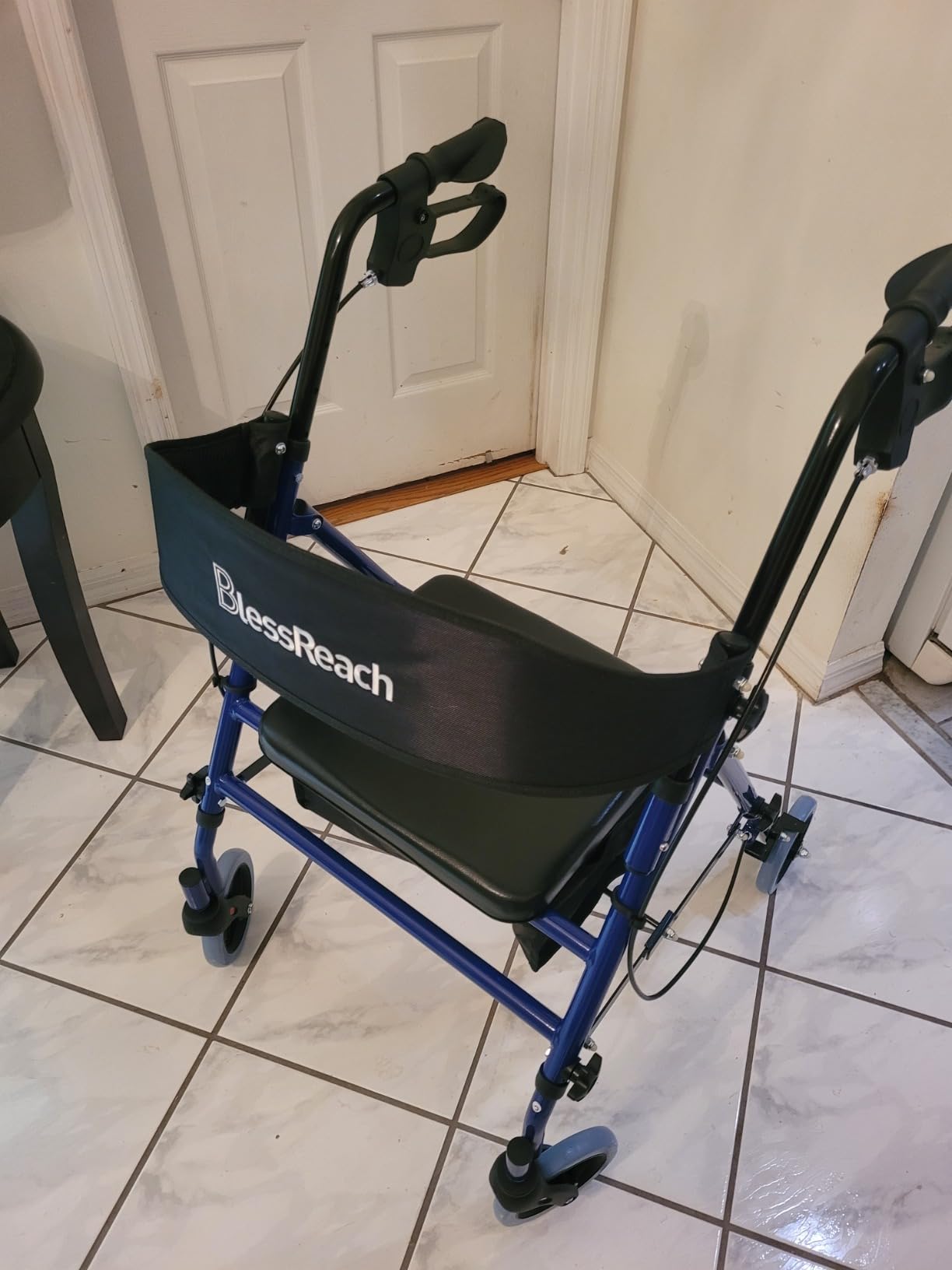 BlessReach Lightweight Foldable Rollator Walker with Seat for Seniors, Red customer photo 2