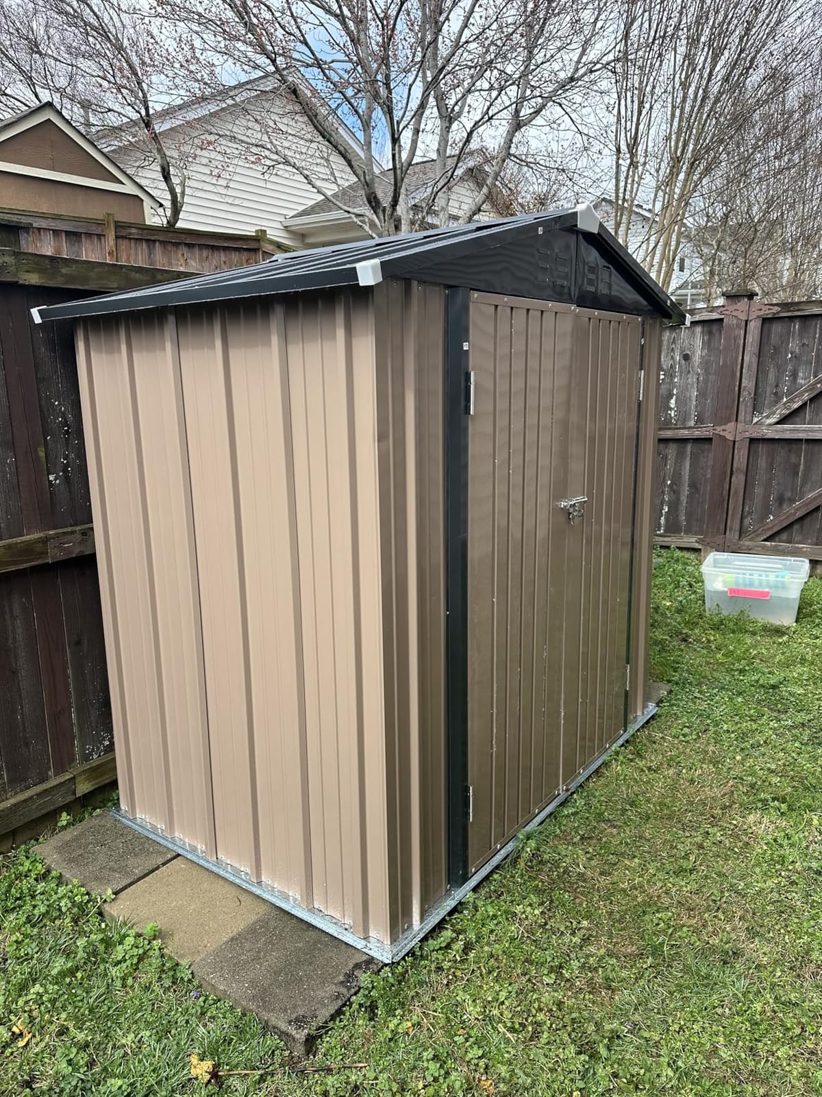 Gizoon 8 x 6 FT Outdoor Storage Shed, Galvanized Metal Garden Shed, Brown customer photo 1