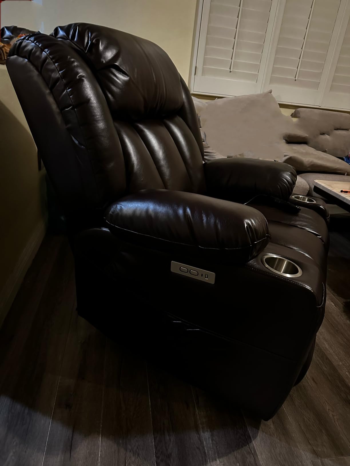 Large Power Lift Recliner, PU Leather Chair with Massage & Heat, Cup Holders, USB‑C Ports, Remote Control for Elderly (Brown) customer photo 1