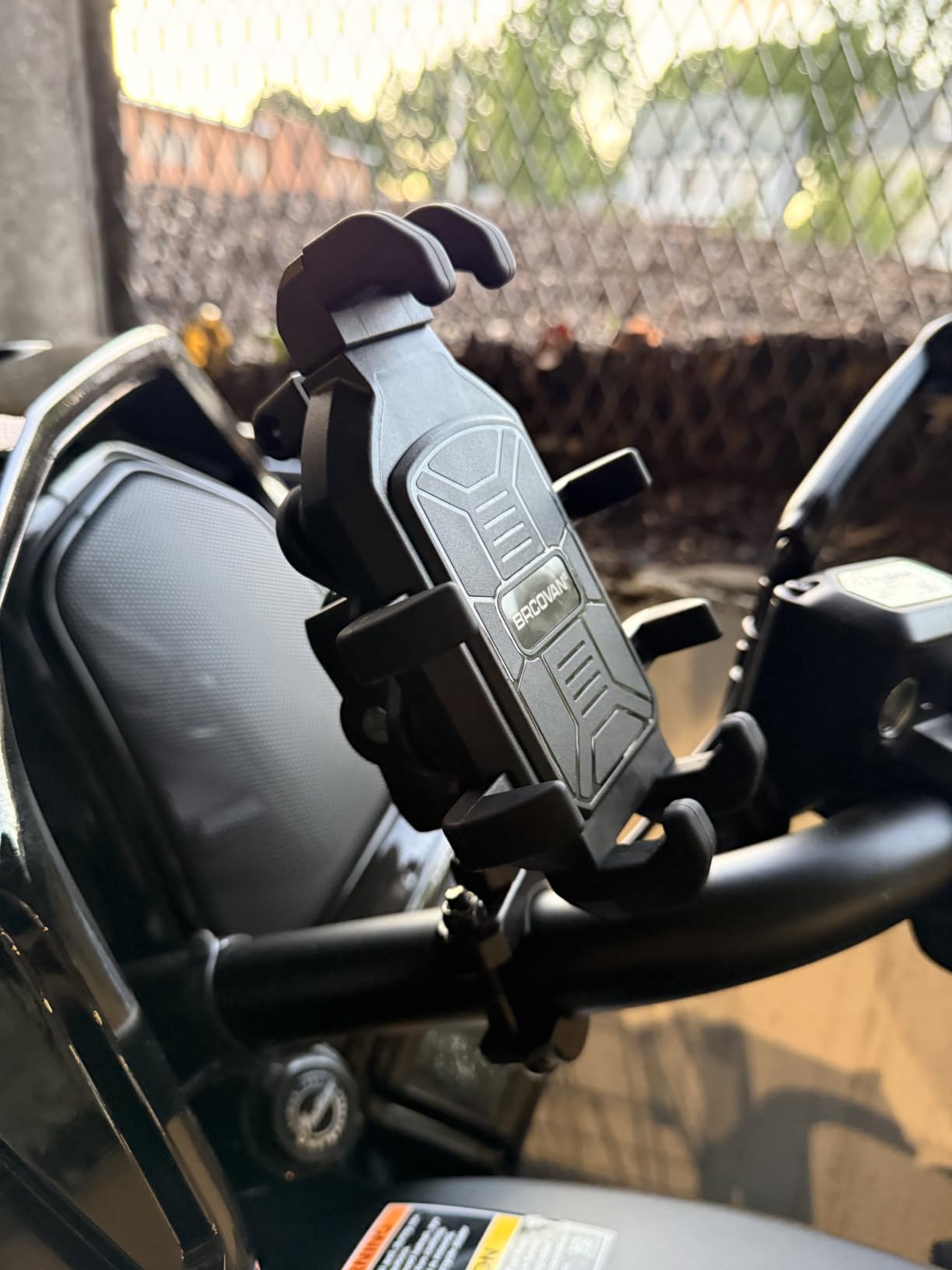 BRCOVAN Motorcycle Phone Mount Holder with Vibration Dampener | Anti-Shake Handlebar Cellphone Cradle for Bike Bicycle Scooter ATV, Adjustable Fit 5.4 - 6.9'' Smartphone customer photo 2