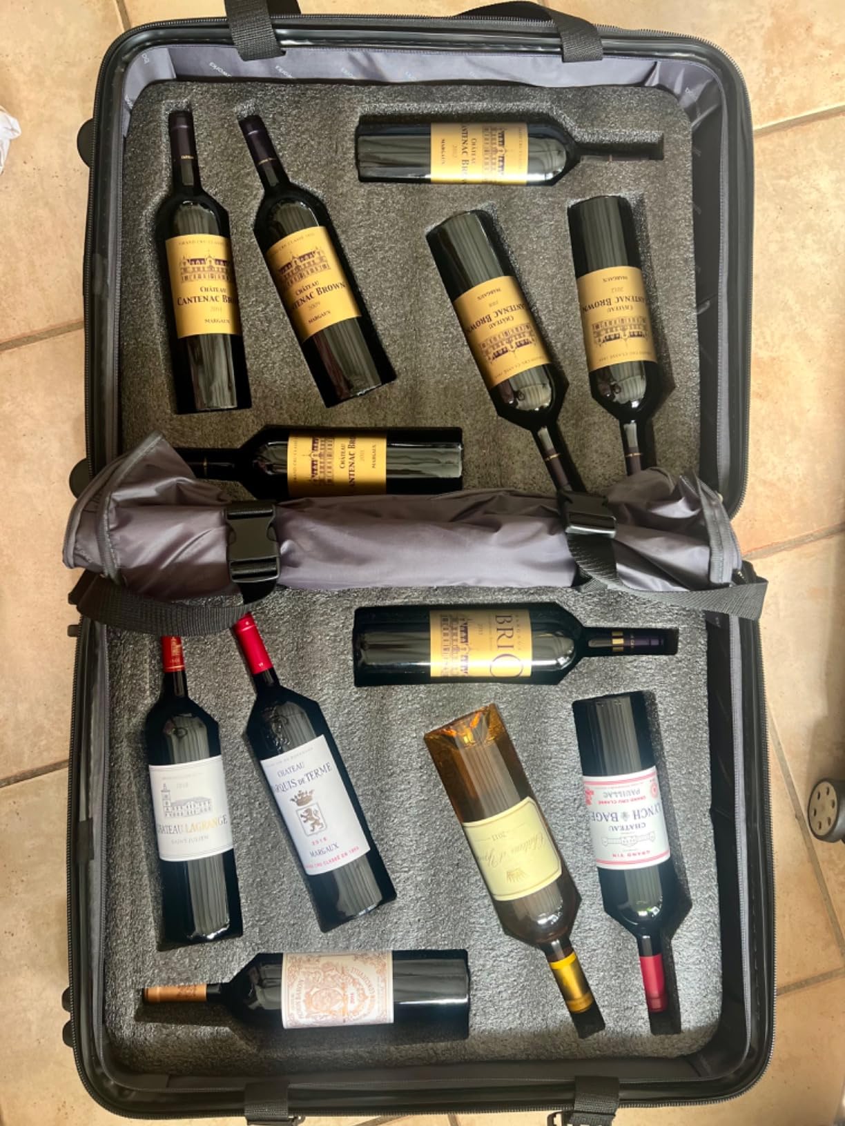 Wine Suitcase for Airplanes 12 Bottle Wine Luggage for Airplane Travel | TSA Approved Lock 360 Degree Foam Protection for Liquor Bottles Removable Foam Inserts to Keep Clothes Color Black customer photo 1
