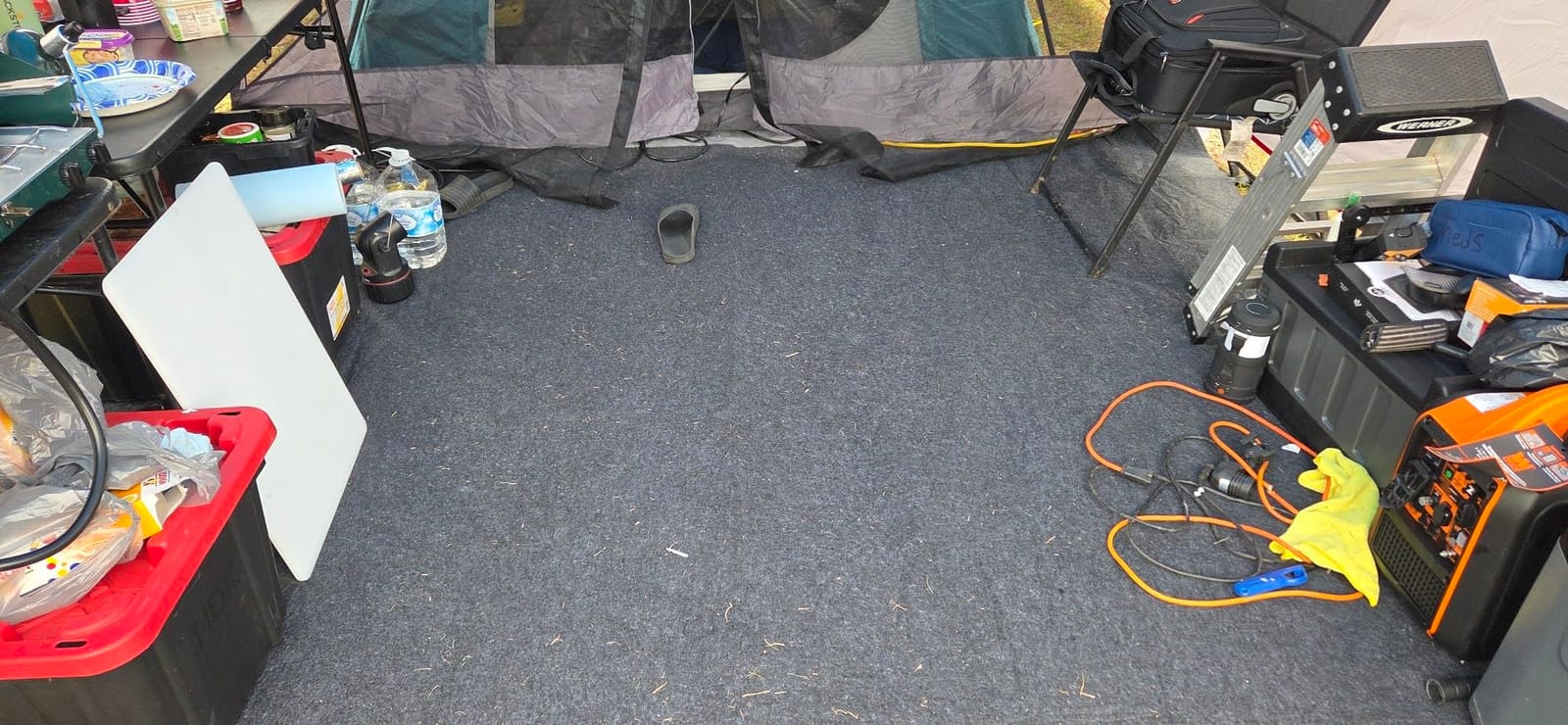 Tinideya 10 x 10 ft Tent Carpet Outdoor Rug Floor Mat Waterproof Non Slip | Camping Mat, Shed Rug, Felt PE Waterproof Backing, Washable Reusable, Foldable, Carport Patio Gazebo, Cut to Size Fit customer photo 1