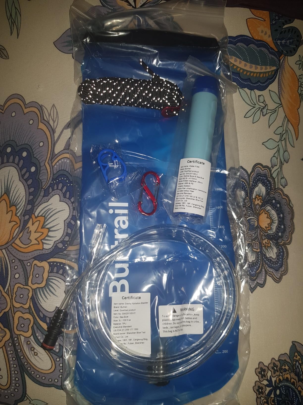 Gravity-Fed Water Filtration System, Portable Gravity Water Filter Camping, Hiking, Backpacking & Emergency Preparedness Water Purifier Survival, 0.01 Micron Water Filter Straw & 3L Bag customer photo 1