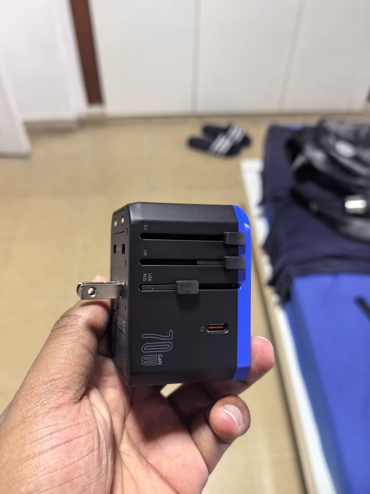 Ceptics 70W GAN Universal Travel Adapter, 2 USB-A, 3 USB-C, Universal Input | Type A, C, G & I Plugs for USA, EU, UK, AU & More, International Power Adapter, PD 70W USB-C, 6 in 1 World Travel Adapter customer photo 2