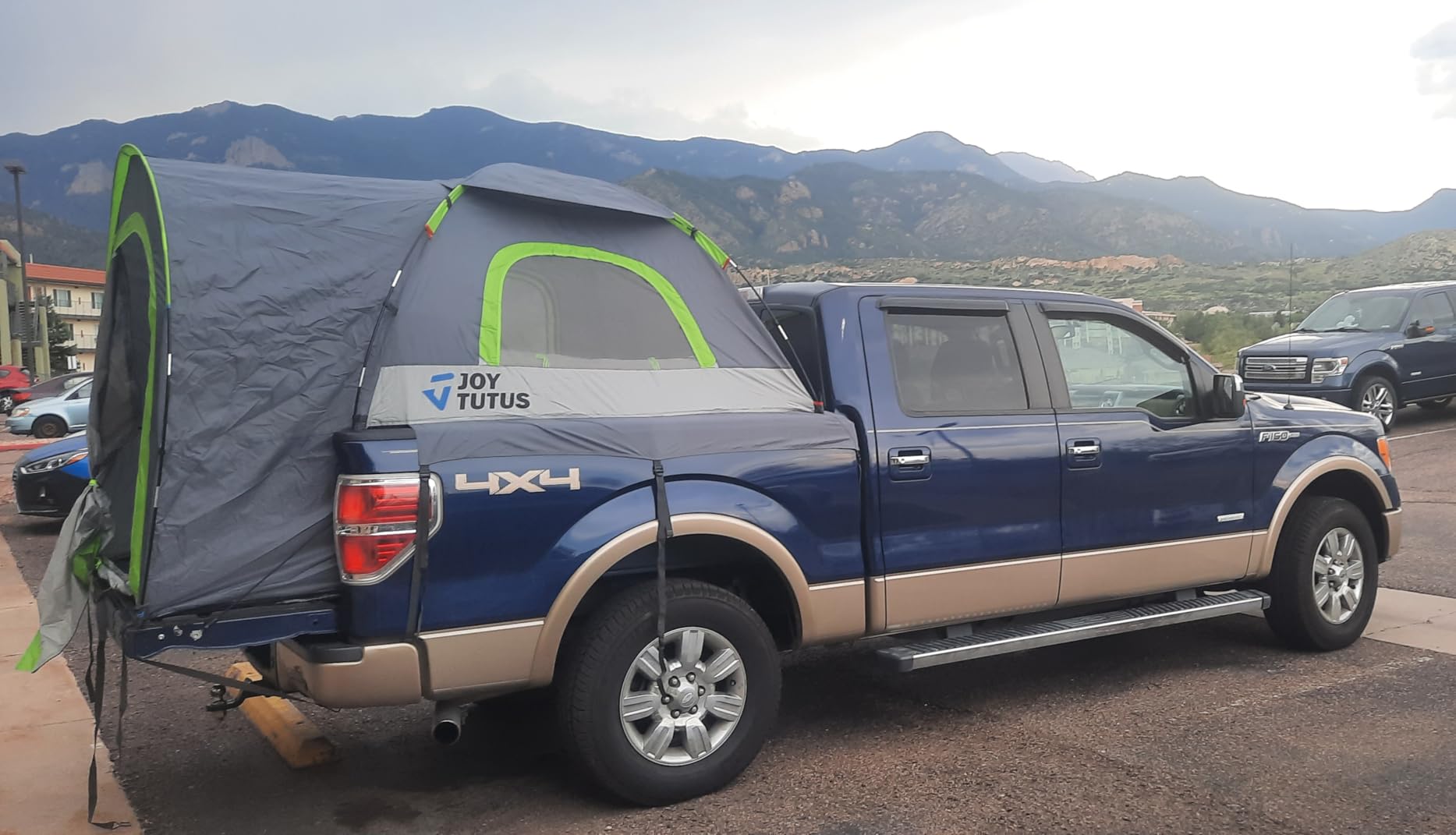 JOYTUTUS Truck Tent with Rainfly 6.5Ft, Straight Spacious Truck Bed Tent with Sky View Mesh, Waterproof PU2000mm Double Layer for 2 Person, Gray Green customer photo 2