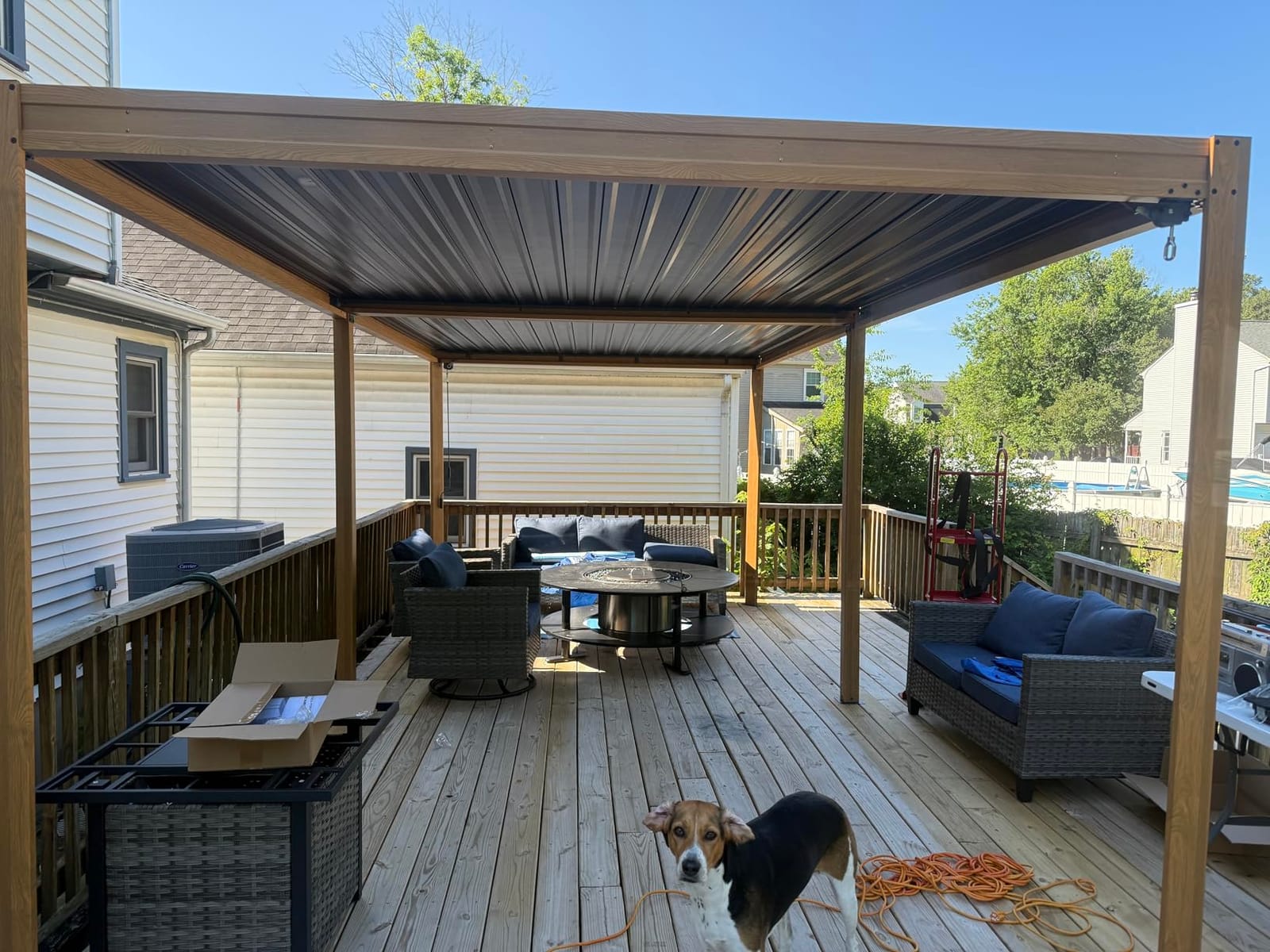 Domi Aluminum Louvered Pergola 10x10, Outdoor Metal Pergola, Grey customer photo 1