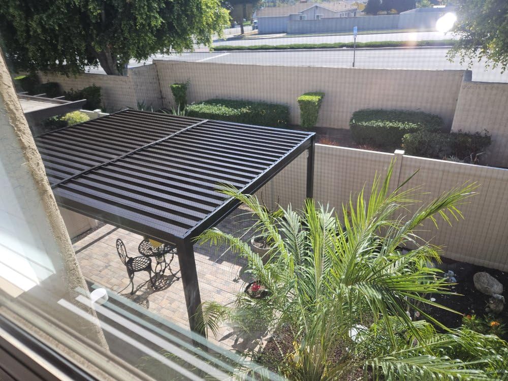 Domi Aluminum Louvered Pergola 10x10, Outdoor Metal Pergola, Grey customer photo 2