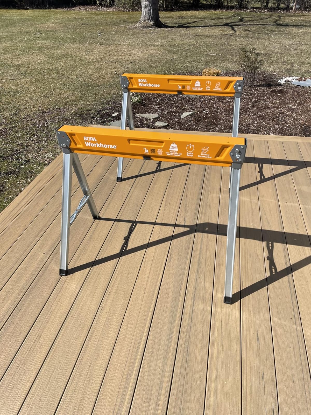 BORA Workhorse Saw Horses 2 Pack Folding Heavy Duty Metal Sawhorse | 2700-lb capacity, heavy duty folding metal sawhorses, durable work horse construction, portable compact storage customer photo 2