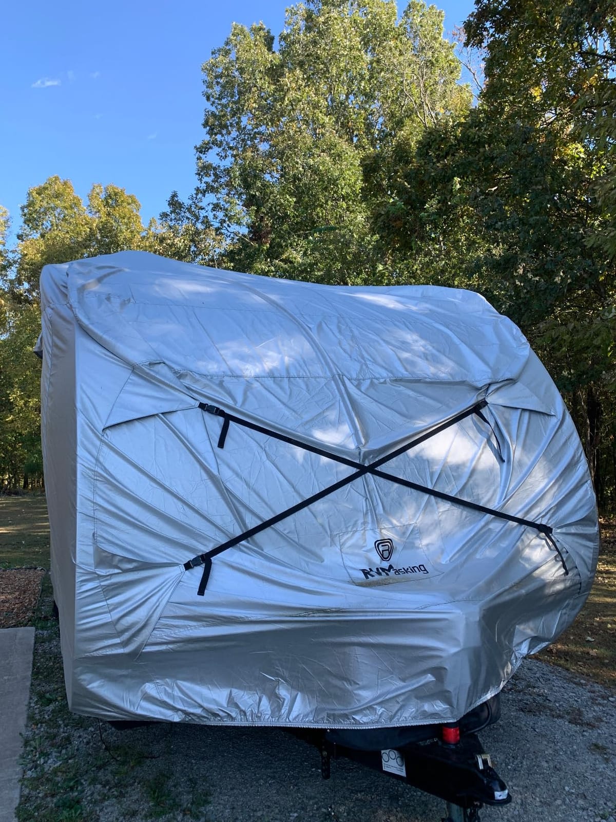RVMasking Travel Trailer RV Cover, 9-Layer Heavy Duty Waterproof, 24-26ft | Dark Gray Camper Cover for Toy Hauler, Windproof, UV resistant, 3Pcs Reinforced Straps, Tongue Jack Cover, 4 Tire Covers customer photo 2