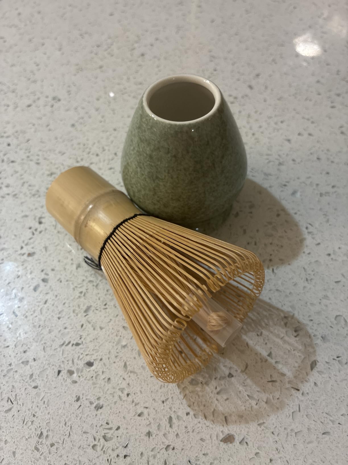 Matcha Whisk Set, Matcha Making Kit Whisk (Chasen Holder), Ceramic Whisk Holder (Mottled Green), Bamboo Scoop, Powder Starter Sifter, Spoon Japanese Tea Tools For Ceremony Gift customer photo 1
