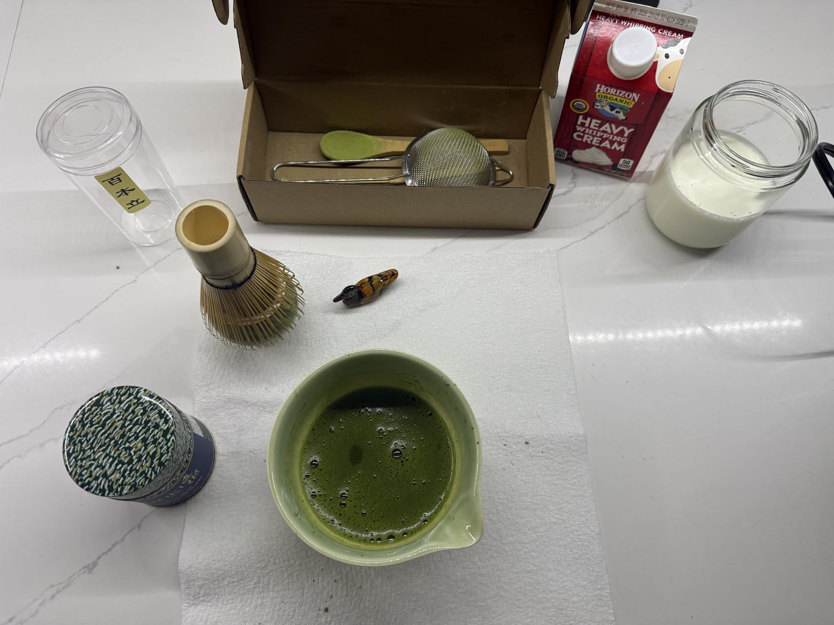 Matcha Whisk Set, Matcha Making Kit Whisk (Chasen Holder), Ceramic Whisk Holder (Mottled Green), Bamboo Scoop, Powder Starter Sifter, Spoon Japanese Tea Tools For Ceremony Gift customer photo 2