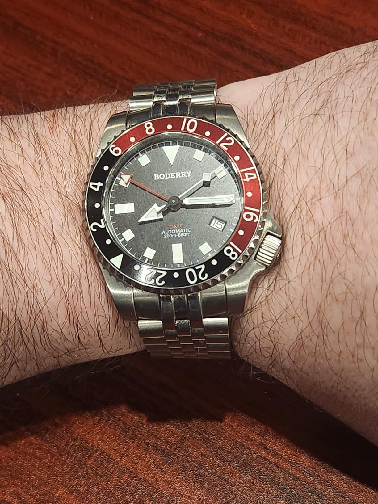 BODERRY Men's Watch Titanium Automatic 200M Waterproof Diver Watch with GMT Automatic Movement and Titanium Bracelet—Admiral customer photo 1