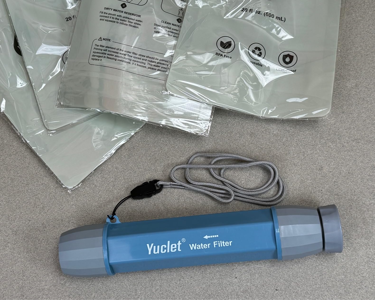 Yuclet Gravity Water Filter System w/ 2-Gal Bag & 0.1-Micron Filter Straw customer photo 2