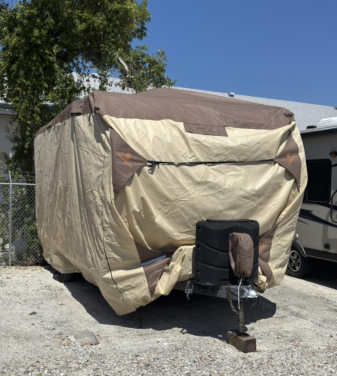 Umbrauto Travel Trailer RV Cover 24' ~ 27' - Upgraded 9-Layers Top Camper Cover, Waterproof & Windproof Heavy Duty Toy Hauler RV Cover for Winter Snow with Tongue Jack Cover, Gutter Covers customer photo 1