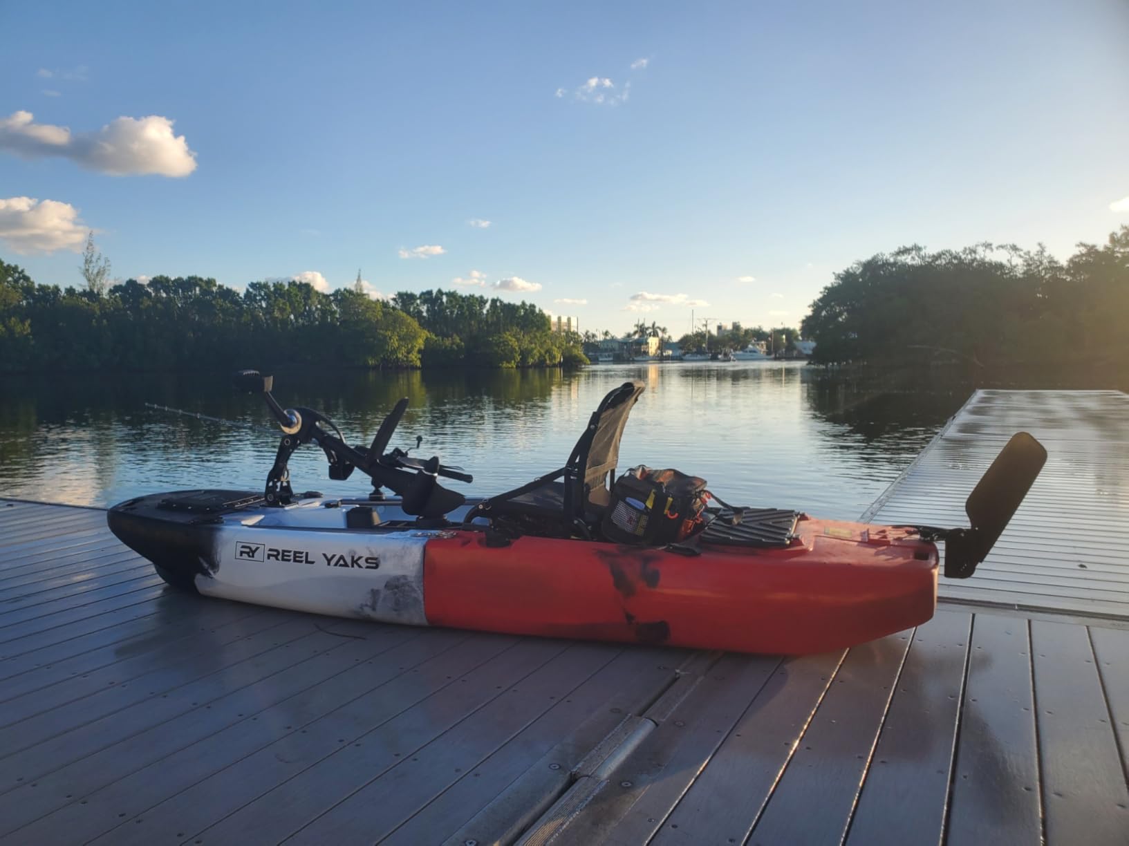 Reel Yaks Raider Modular Fishing Kayak - 9.5ft, 380 lbs Capacity, Red White Black - Pedal Fishing Kayaks for Adults & Youth, Sit on Top, Compact Storage, Lightweight, Easy Transport customer photo 1