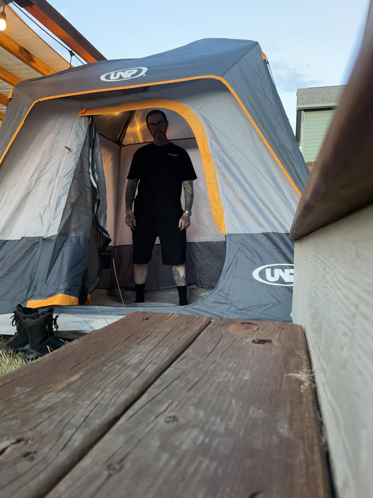 UNP Portable Cabin Tent 4-Person Easy Set Up, Waterproof with Top Rainfly for Outdoor Camping/Hiking customer photo 1
