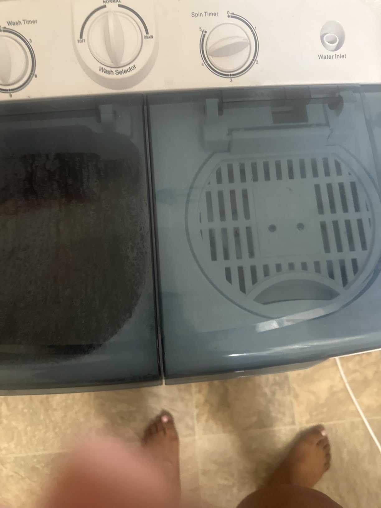 Erivess Portable Twin Tub 19lbs Washing Machine with Drying Rack and 10 Hangers, 12lbs Washer Mini Compact Laundry Machine with 7lbs Spinner, 1500rpm Semi-automatic Washer Combo for Dorm&Apartment customer photo 2