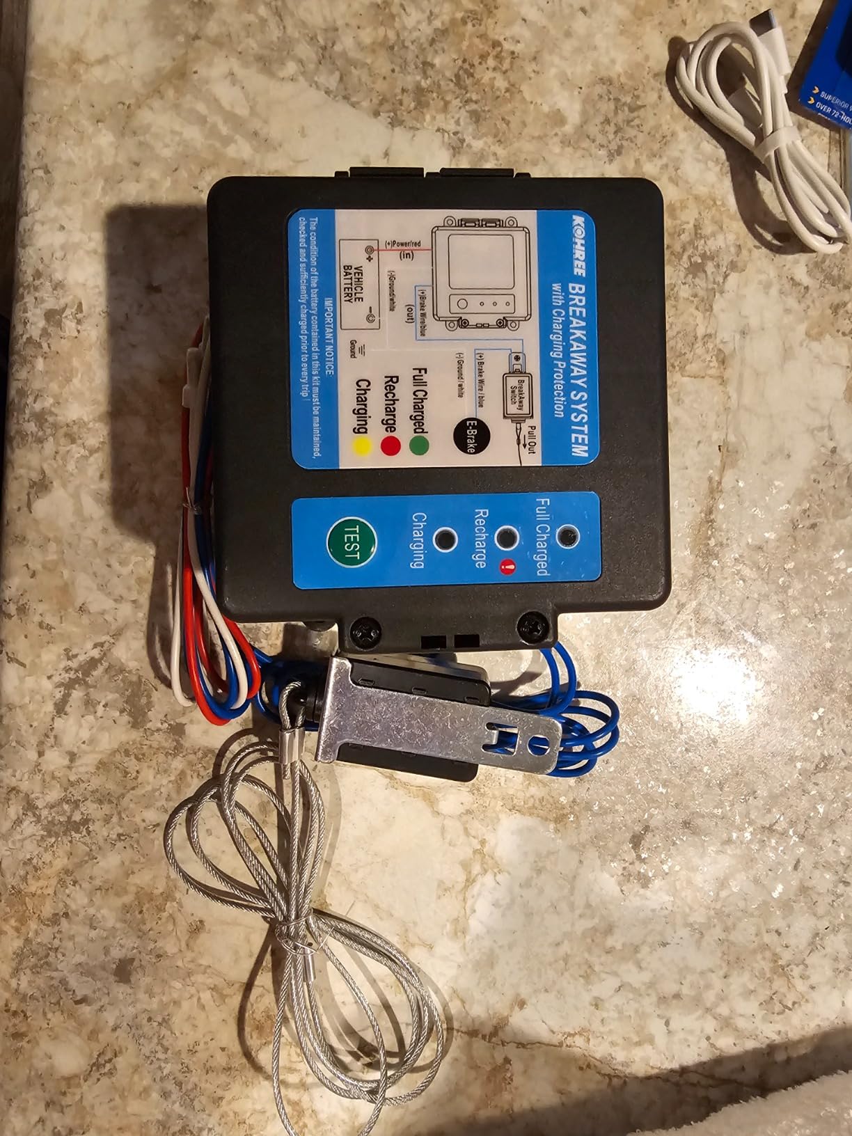 Kohree Trailer Brake Breakaway Kit | With Charger, Built-in 12V 5AH Battery, Side-Mount Break-Away Controller System, Coiled Cable, Secure for Trailer Caravan customer photo 2