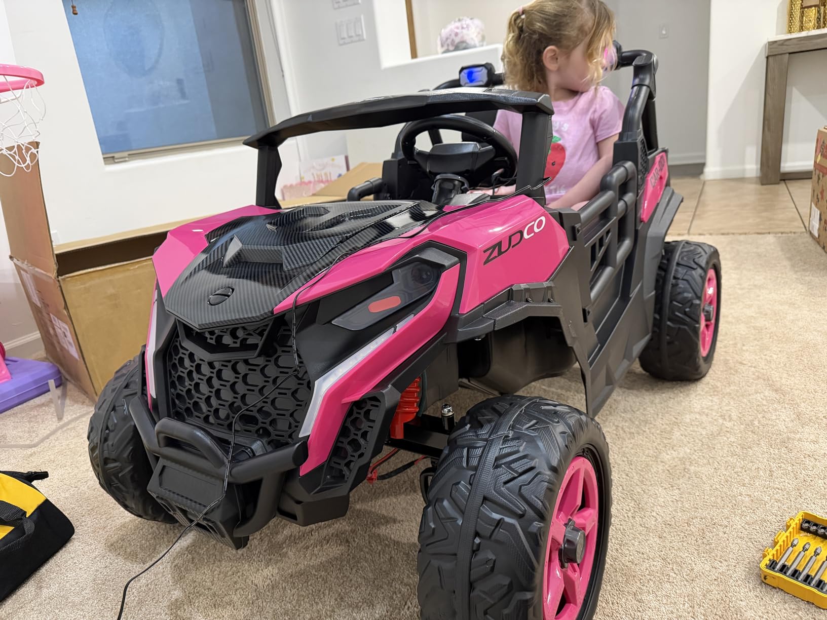 ARBELI 24V 2 Seater Ride on Car Truck, 4x200W Motors, EVA Tires, Pink | 24V ride on toys for big kids 3-8, max 4.5mph, remote control, rainbow lights, bluetooth, shock absorbers, max load 133 lbs customer photo 1