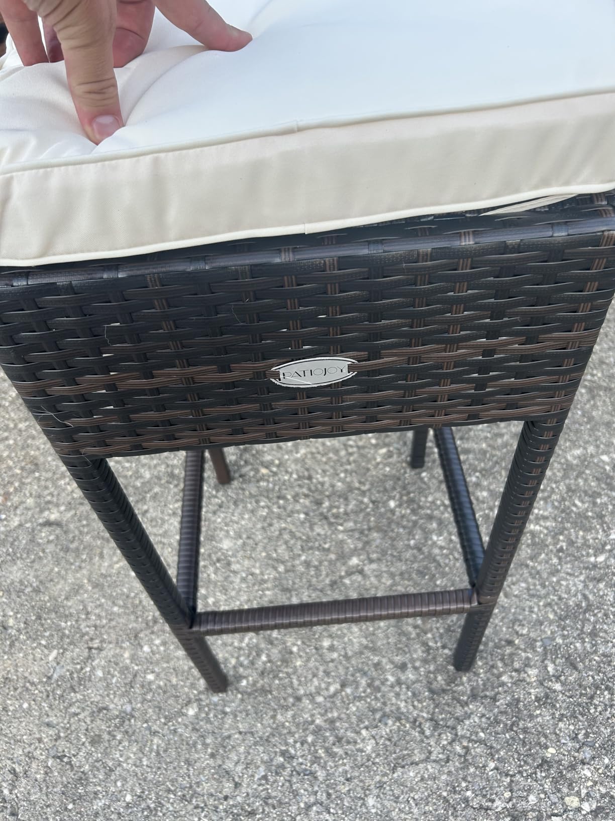 Tangkula 3 Piece Patio Bar Set, Outdoor Rattan Bar Table and 2 Stools with Tempered Glass Tabletop, 2-Tier Storage, Removable Cushions, Outside Wicker Conversation Set customer photo 1