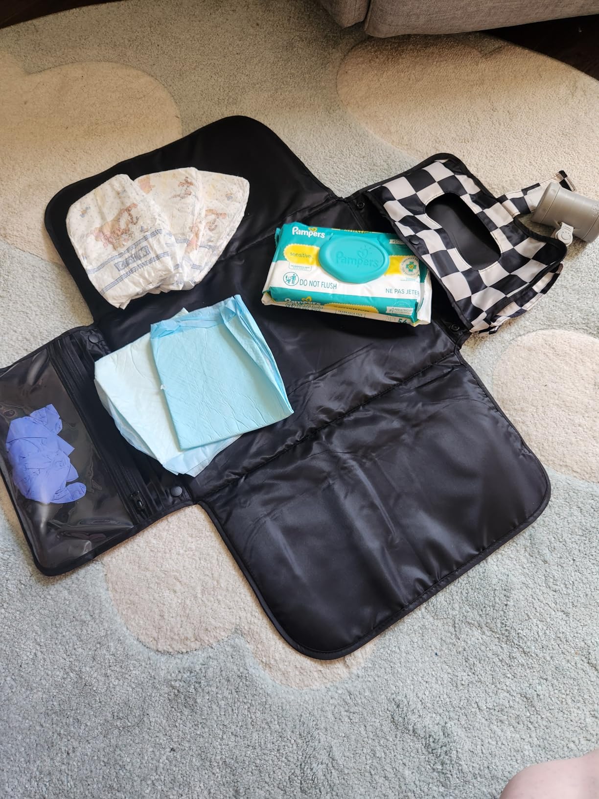 Tiny Twinkle Portable Diaper Changing Pad | Waterproof, Wipeable & Compact Baby Changing Pad for Travel | Smart Wipes Pocket & Organized Storage| Newborn Shower Gift (Sage Checkers) customer photo 2