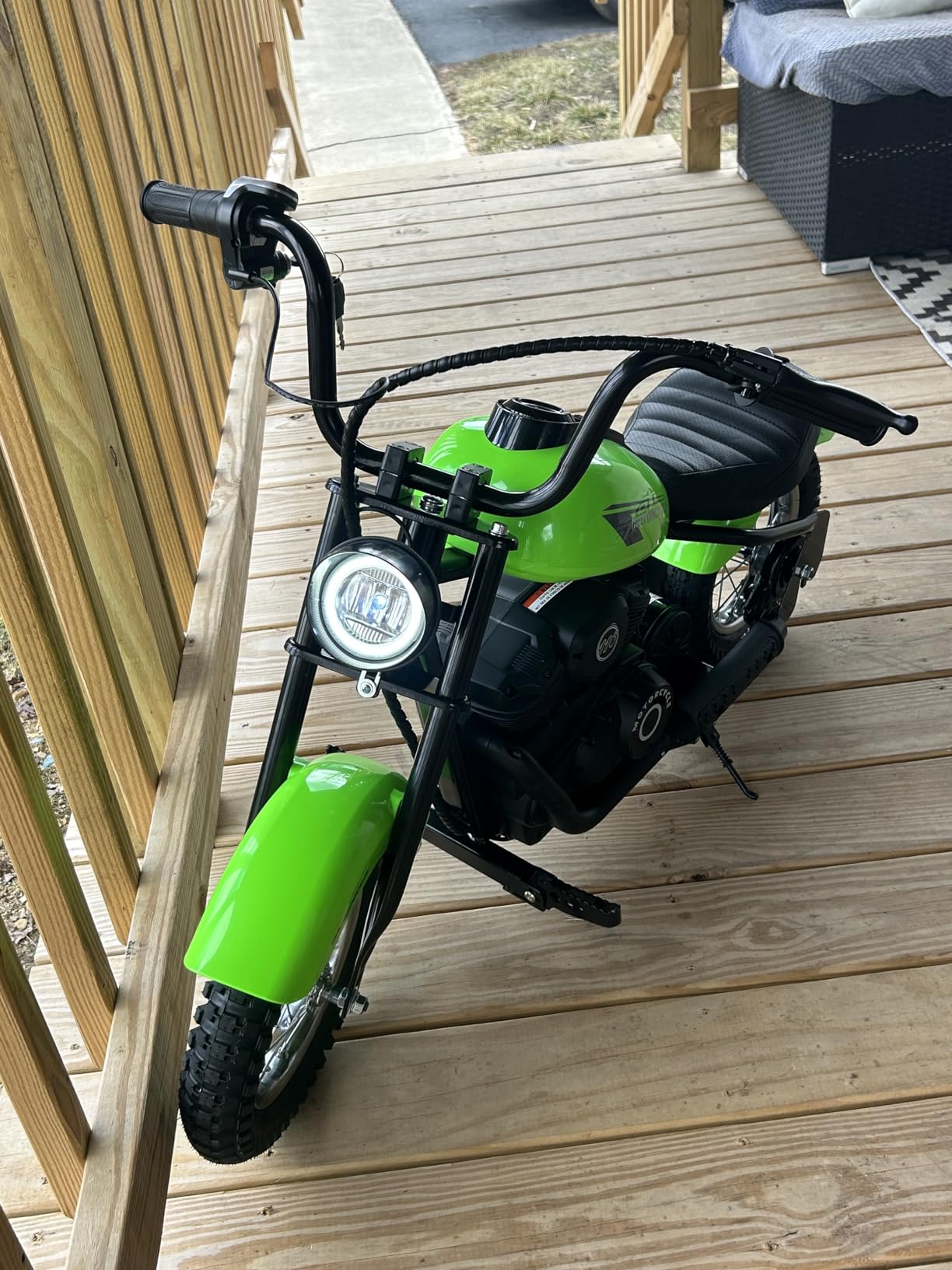 ELEMARA Electric Dirt Bike, 15 mph & 150lb Max, 24V Ride on Toy for Big Kids w/LED Lights & Power Display,Chain-Driven Motor,Twist-Grip Throttle, Shock Springs,Handbrake,12
