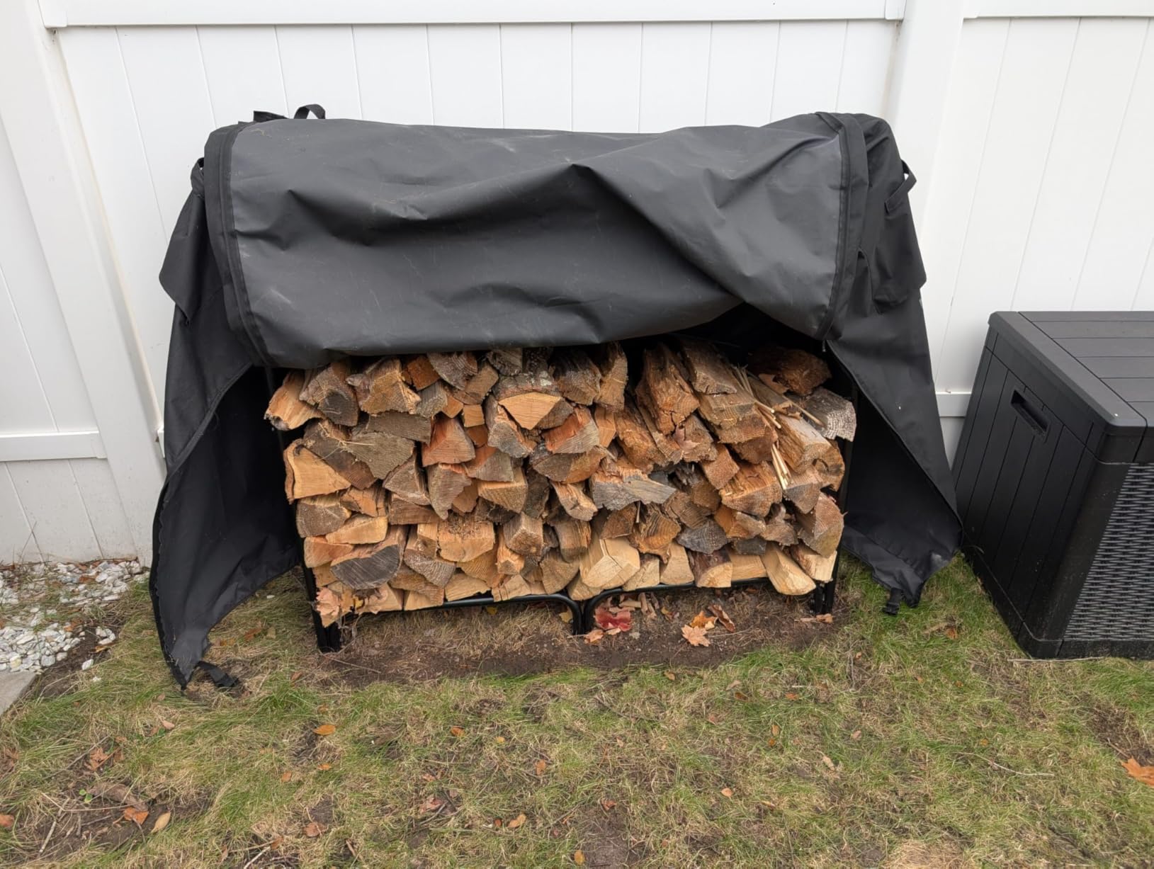 8ft Firewood Rack Outdoor with Cover, Heavy Duty Wood Racks Outdoor for Firewood, Indoor Firewood Storage Log Rack with Cover Wood Holder Set Black customer photo 2