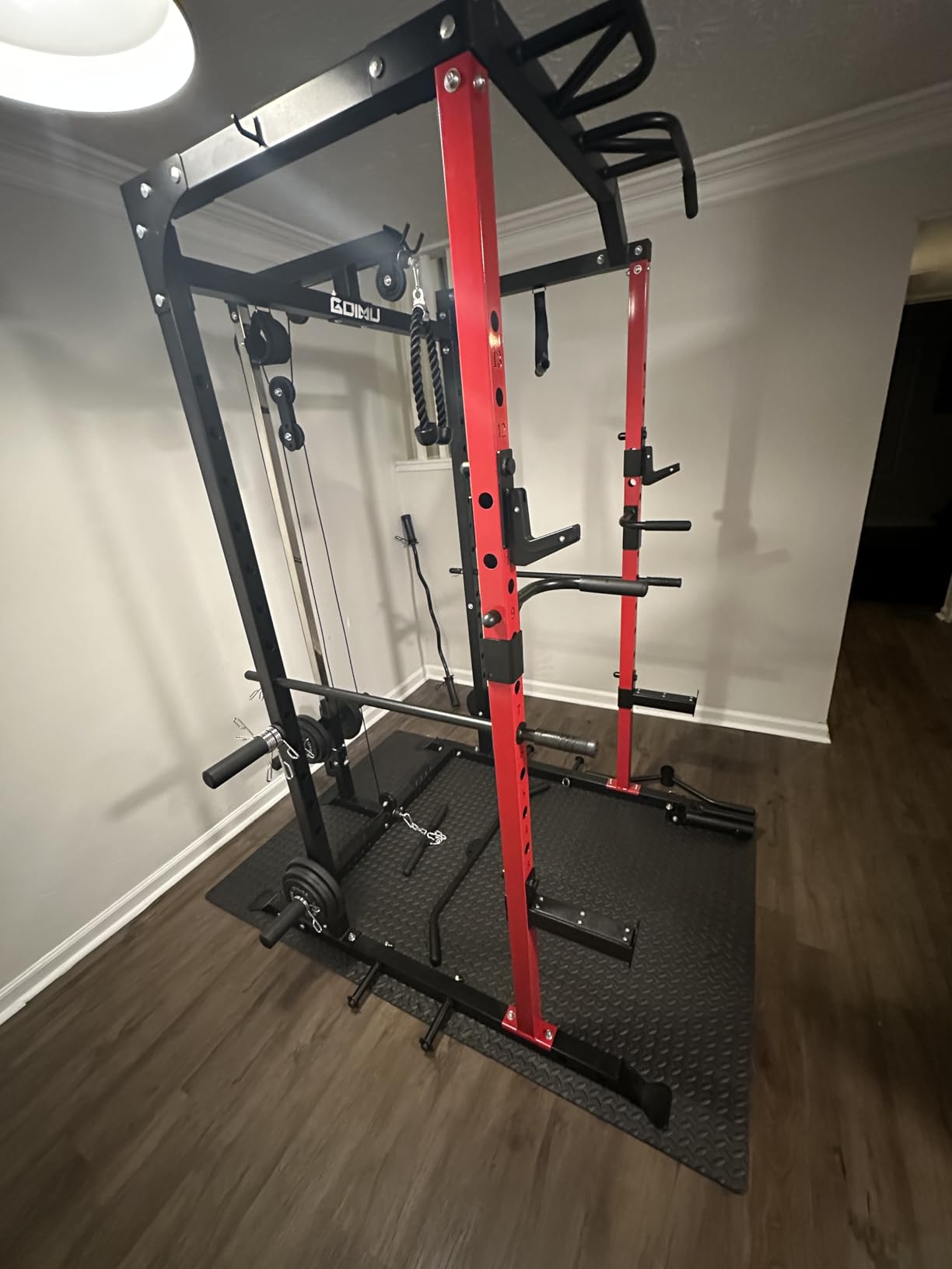 C1-V4 Power Cage, 2000LBS Squat Rack with LAT Pulldown, Multi-Function Weight Cage Strength Training Machine, Workout Cage with More Attachments for Home Gym Garage customer photo 1