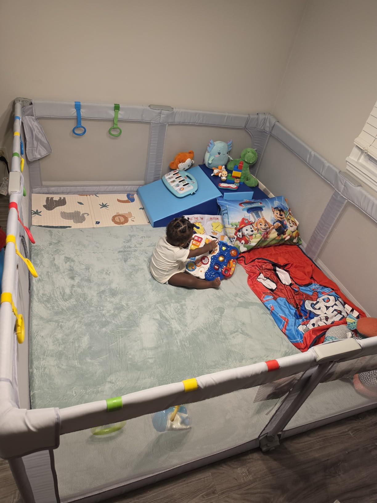Baby Playpen Portable, Pre-Assembled Play Pen 71x79 Large Foldable Playpen for Babies and Toddlers, Sturdy and Safe Toddler Play Yard Indoor Outdoor with Carry Bag, Light Khaki customer photo 1