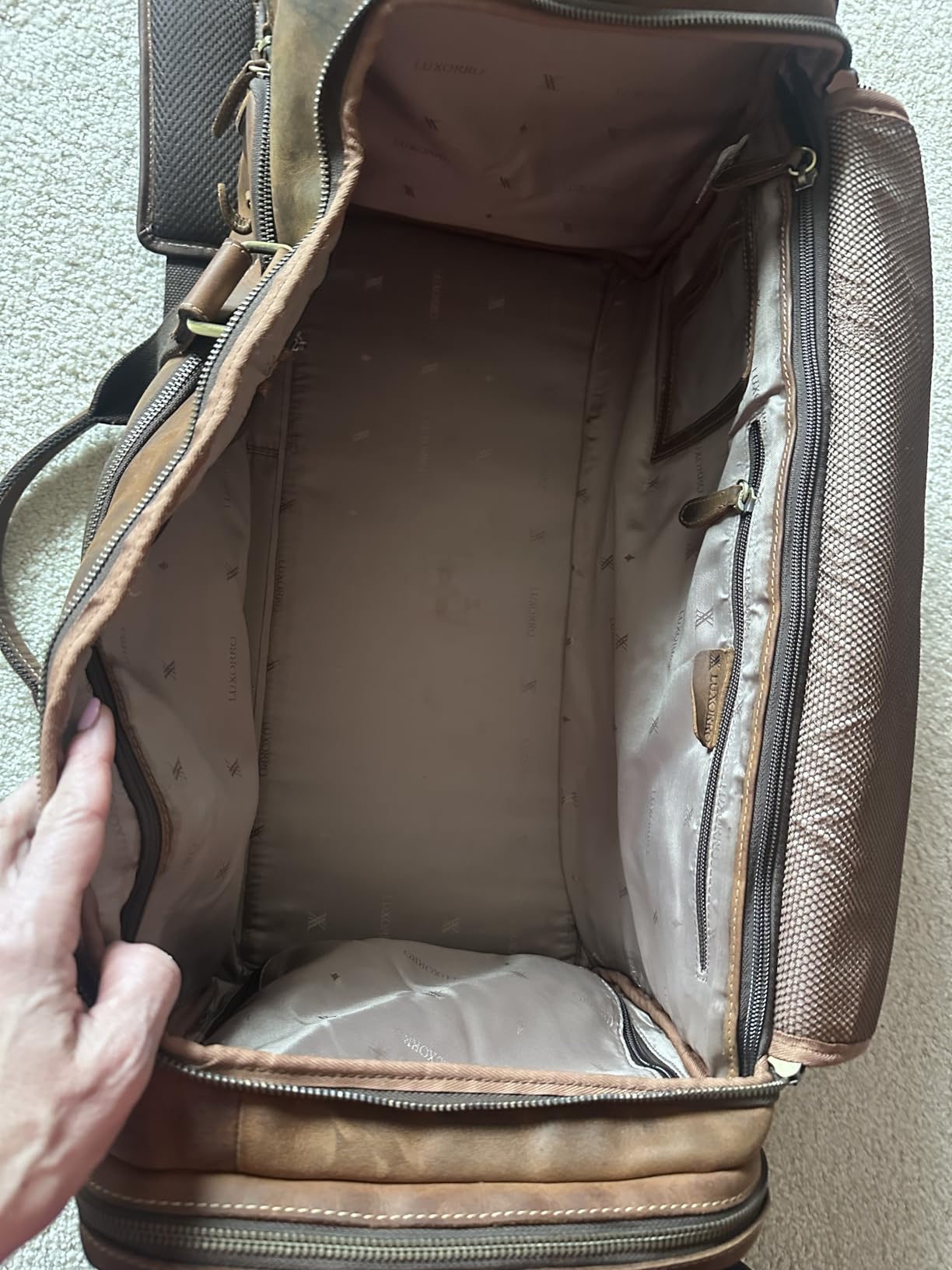 Full Grain Leather Duffle Bag for Men | TSA Approved 22x14x9 Carry On Luggage | 22 Inch, 45L Capacity | Overnight Weekender & Travel Duffel | Dark Brown customer photo 1