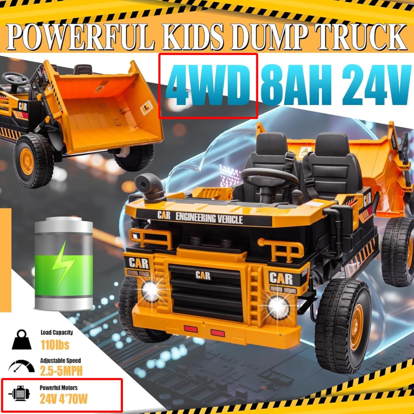 12V Ride On Toys for Big Kids 12V Ride On Dump Truck Kids' Electric Vehicle | Electric Dump Truck for Kids, 5MPH Kids Electric Dump Truck 2 Seater Ride On Cars for Kids 4-8 ride on remote control car customer photo 1