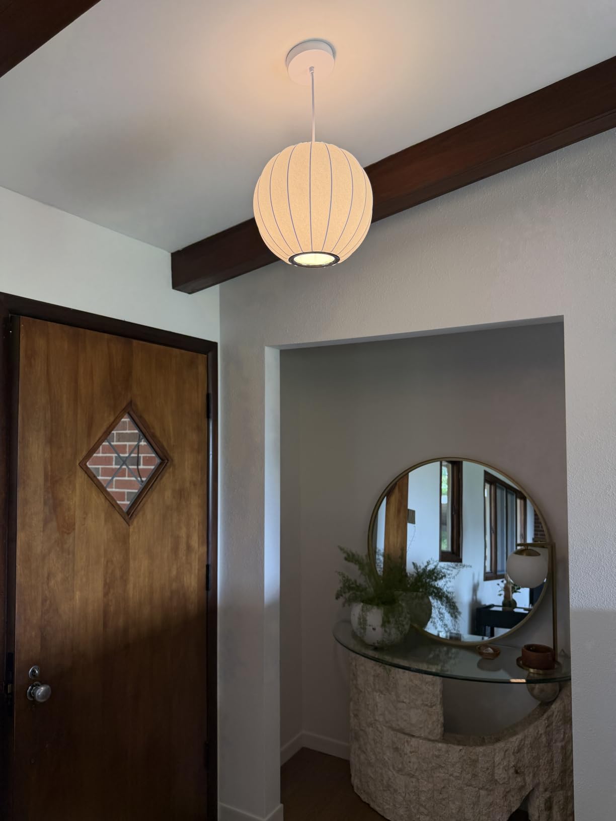 20in Lantern Pendant Light Bubble Saucer, White Imitation Silk customer photo 1