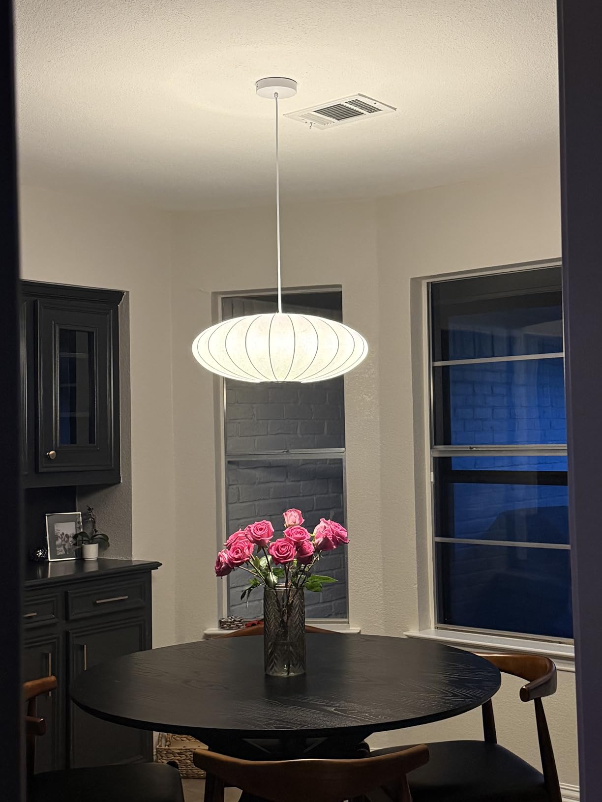 20in Lantern Pendant Light Bubble Saucer, White Imitation Silk customer photo 2