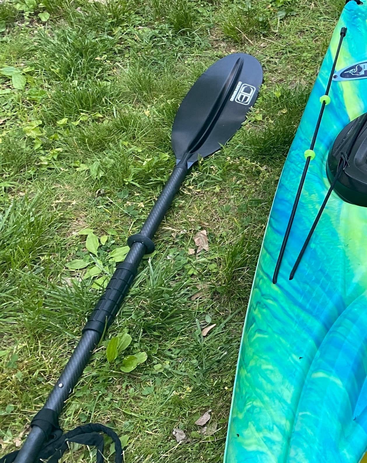OCEANBROAD Adjustable Carbon Fiber Kayak Paddle 86in/220cm to 94in/240cm Kayaking Oar for Adults with Paddle Leash 1 Paddle customer photo 1